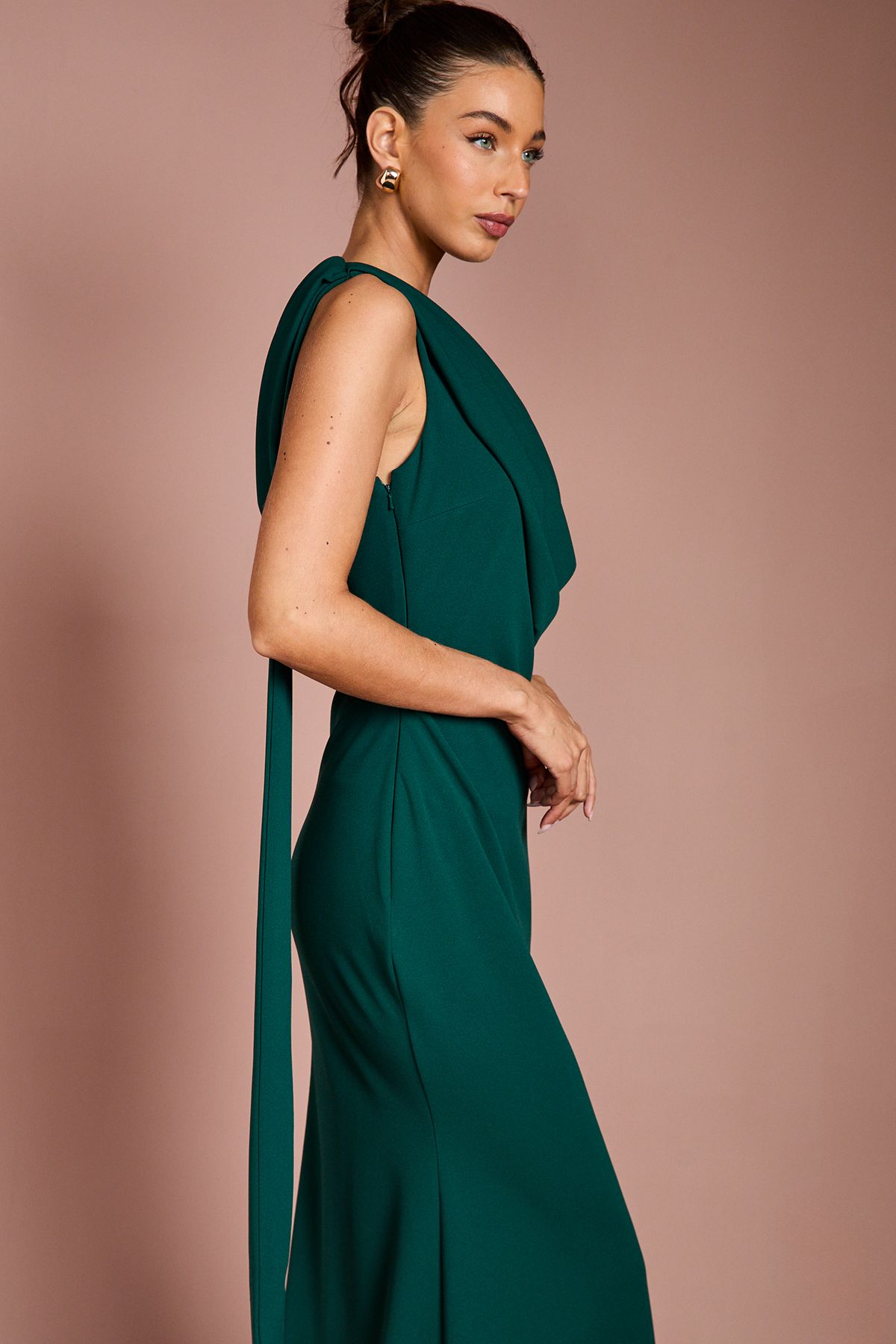 Coast One Shoulder Stretch Crepe Maxi Dress Emerald image 2