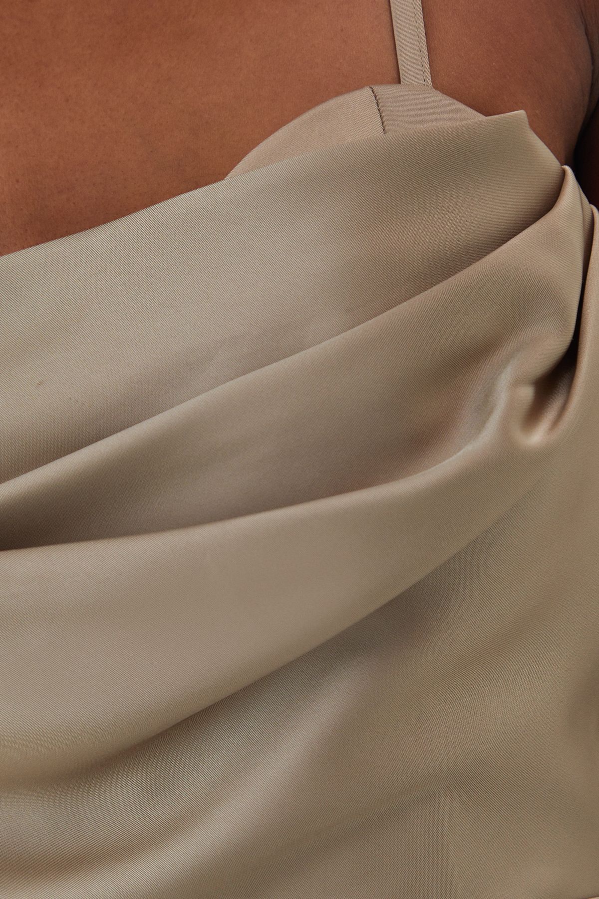 MissPap Satin Cup Drape Bust Maxi Dress Bronze image 5