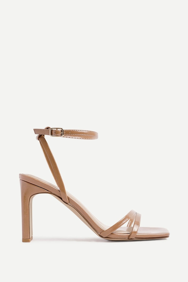 Linzi Gesture Deep Nude Faux Leather Strappy High Heel