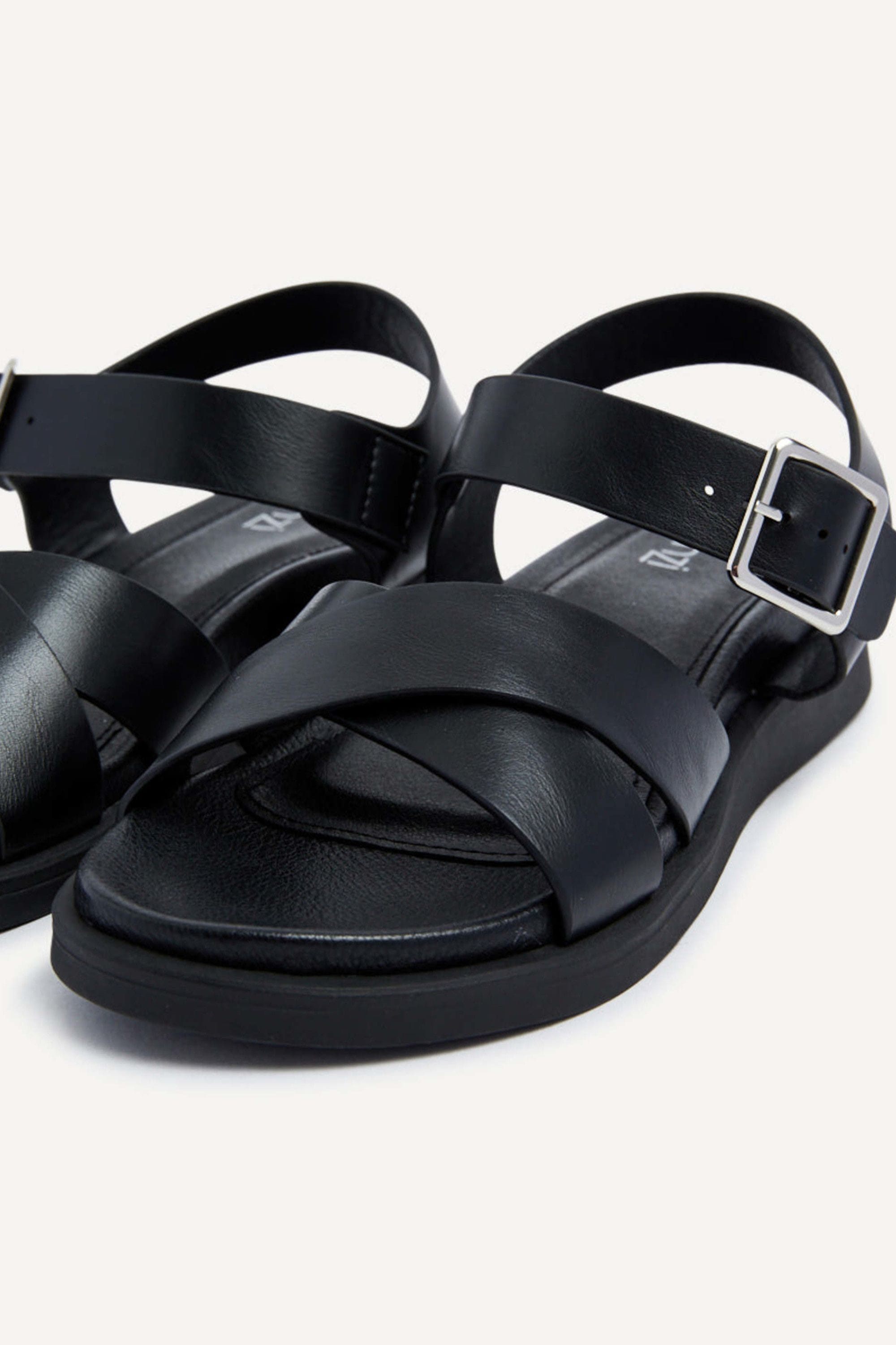 Linzi Alanis Black Faux Leather Footbed Sandals image 4