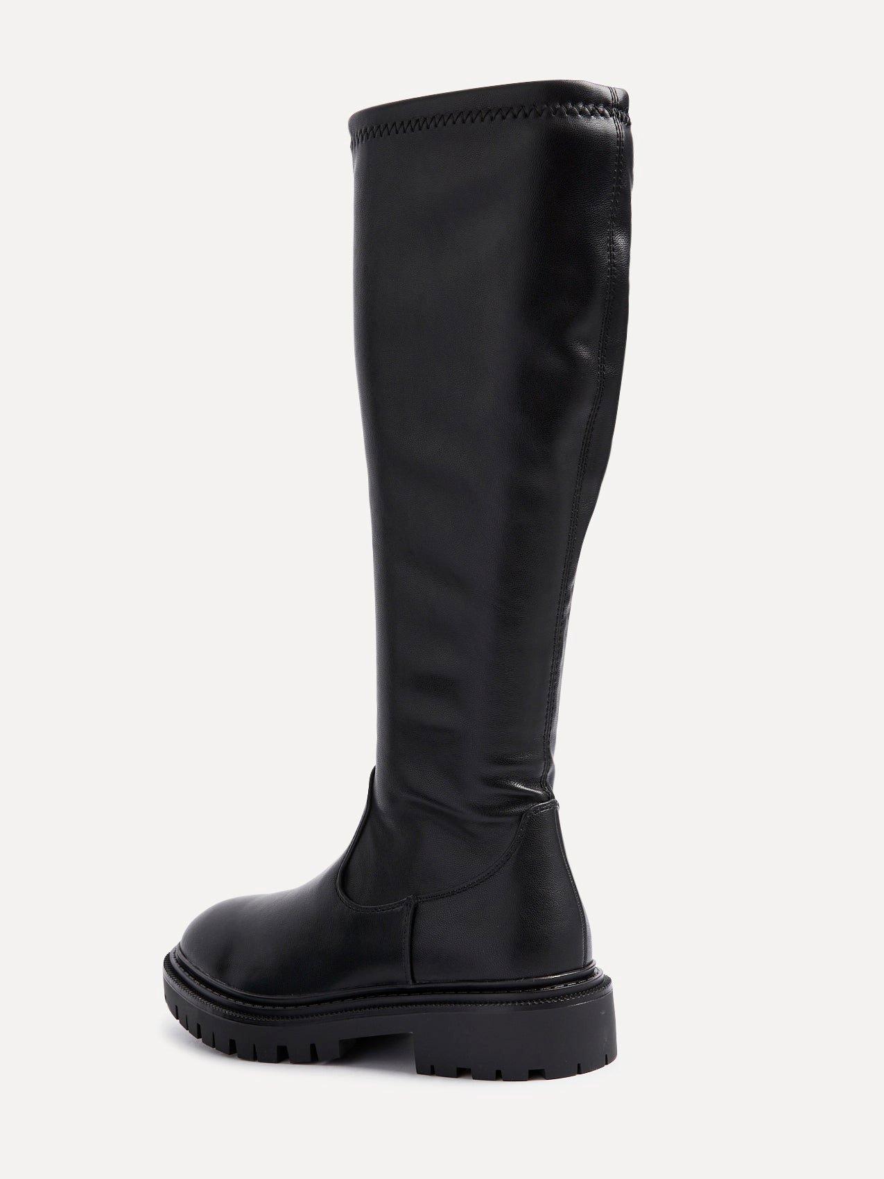 Linzi Hallie Black Faux Leather High Leg Stretch Boot image 5
