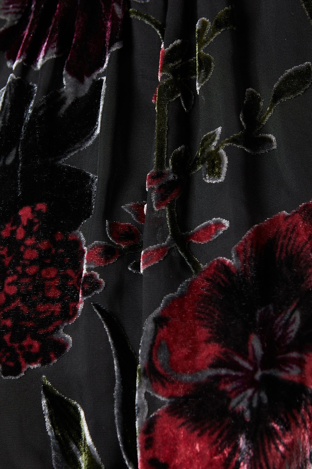 Oasis Velvet Tiered Blouson Sleeve Mini Dress True Black image 5