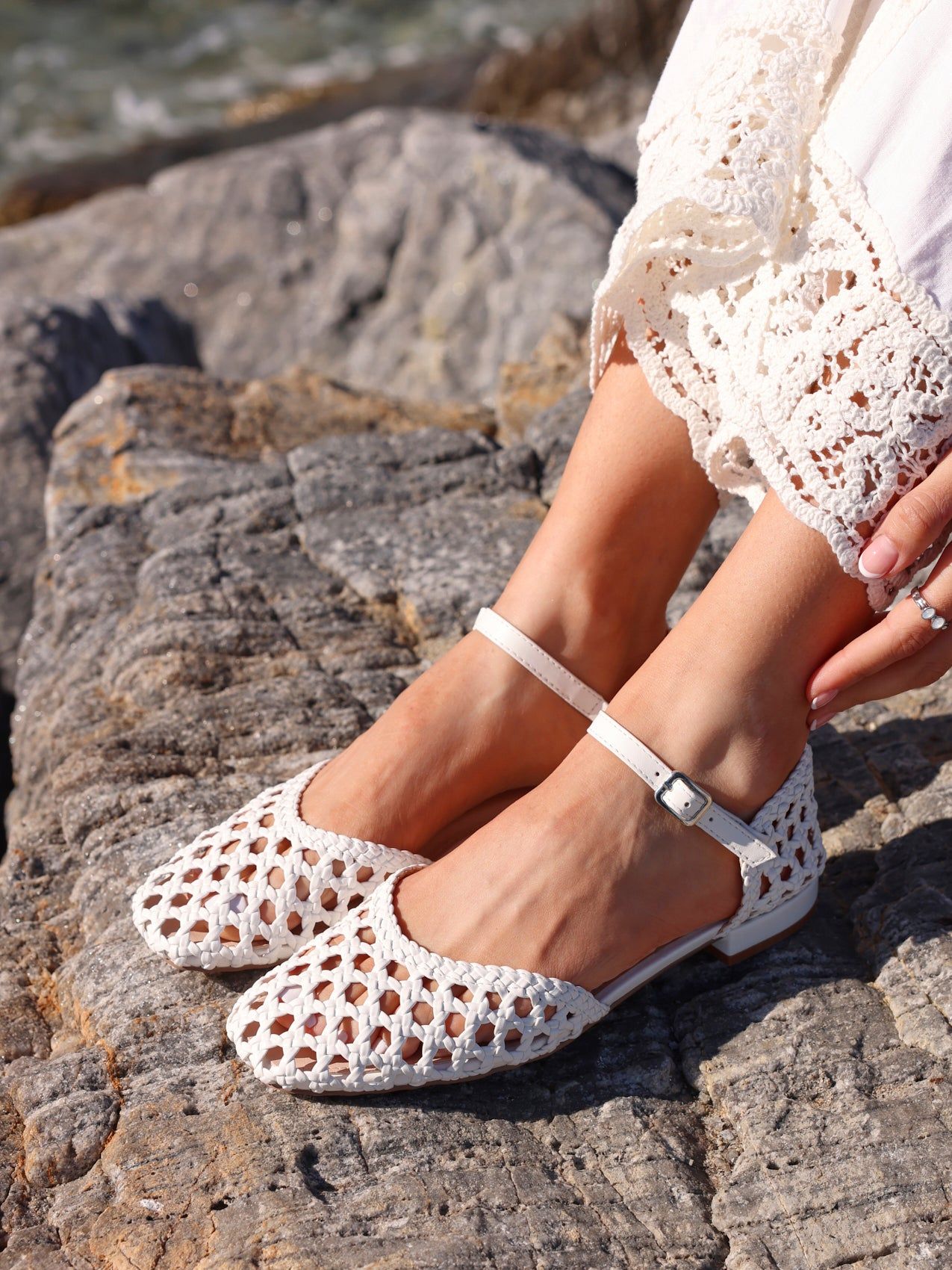 Linzi Suki White Woven Sandals image 2