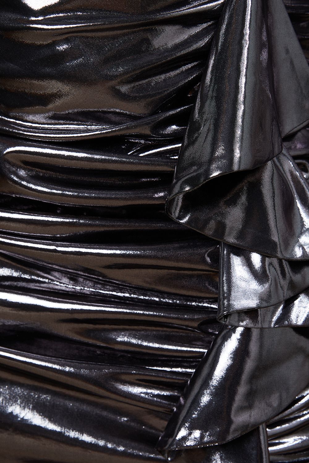 Oasis Occasion High Neck Metallic Ruched Mini Dress Pewter image 5