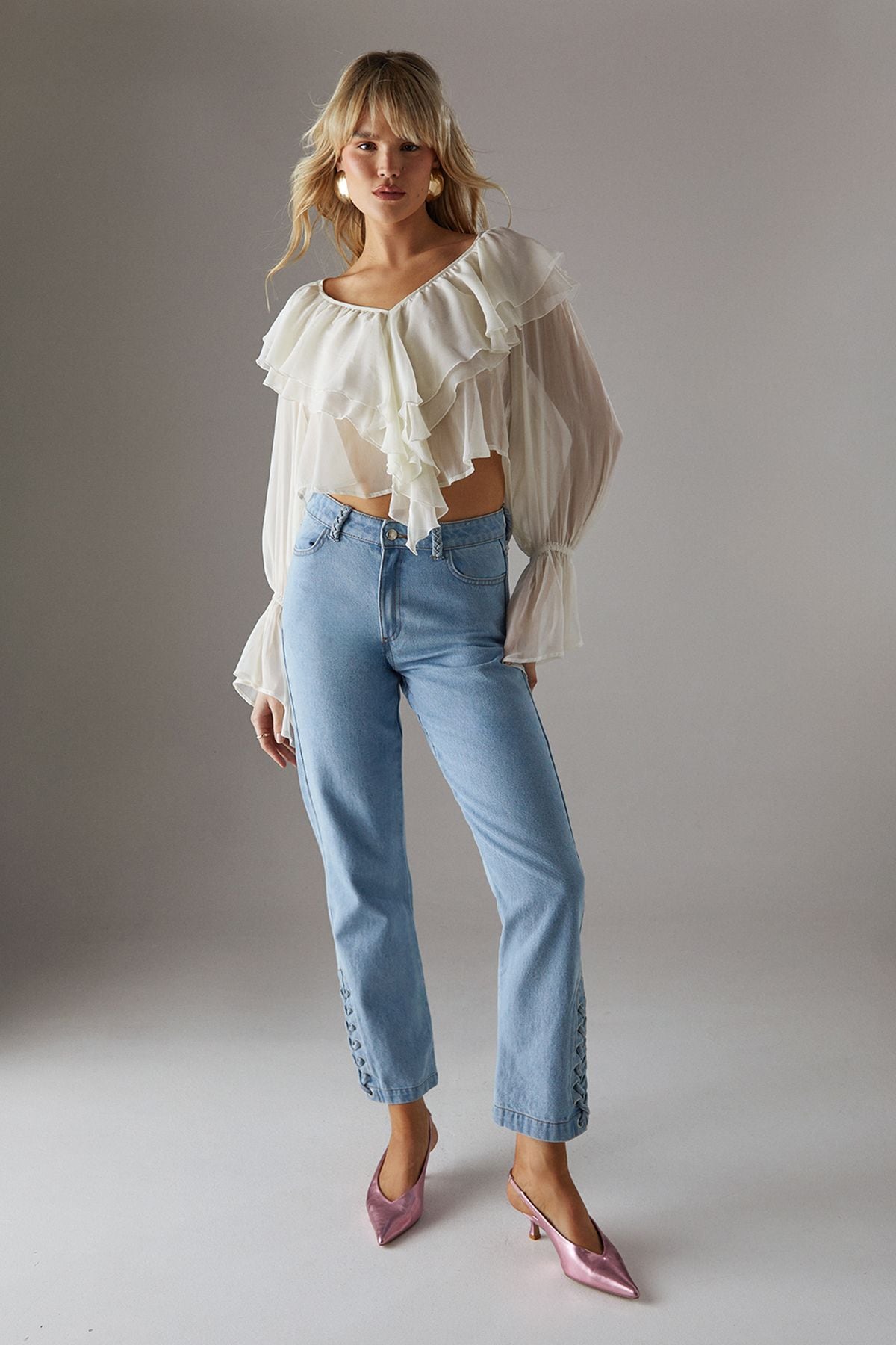 Warehouse Denim Whipstitch Straight Leg Jean Light Wash image 1