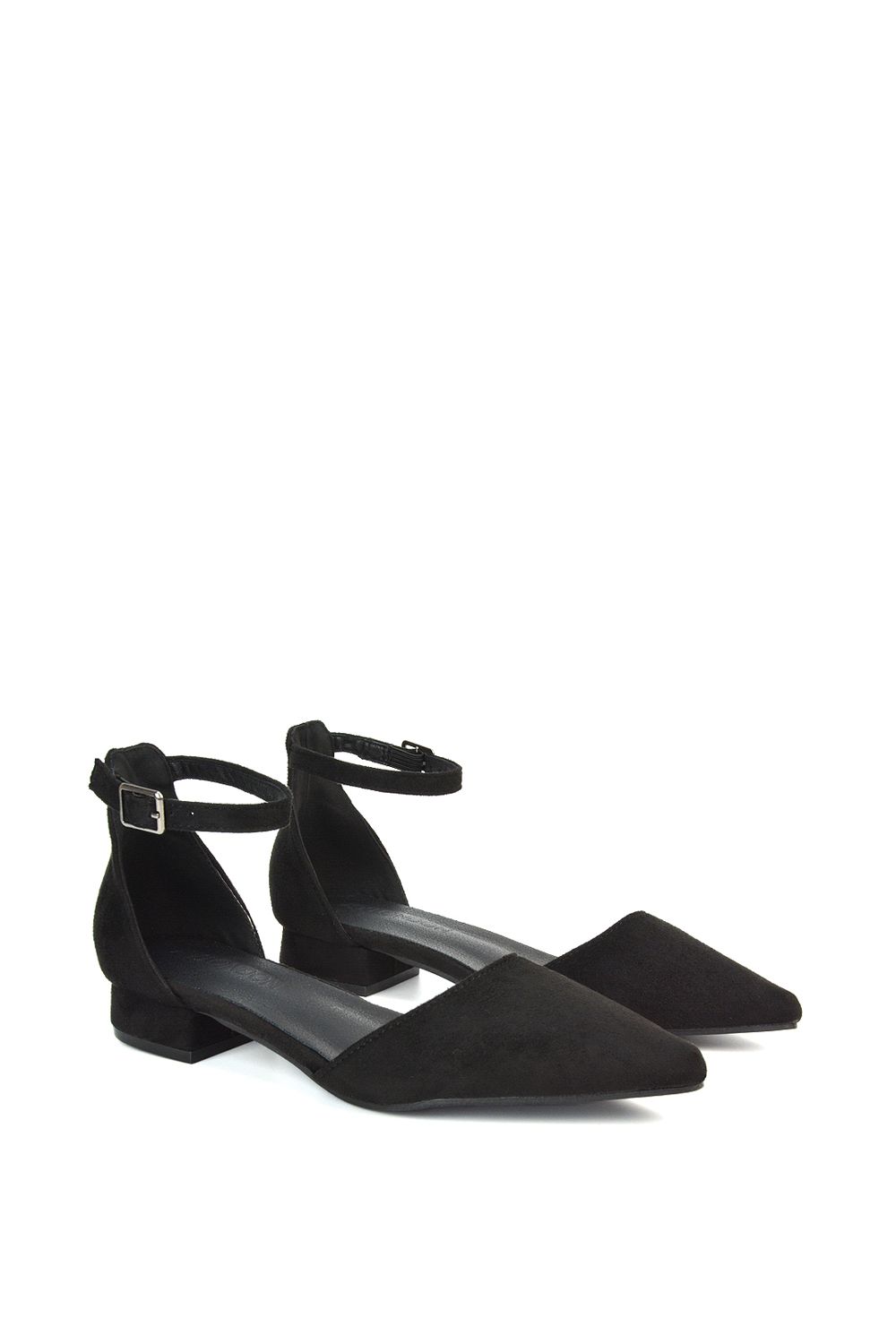 XY London 'Jenny' Low Heel Flat Pointed Toe Ankle Strap Court Shoes image 3
