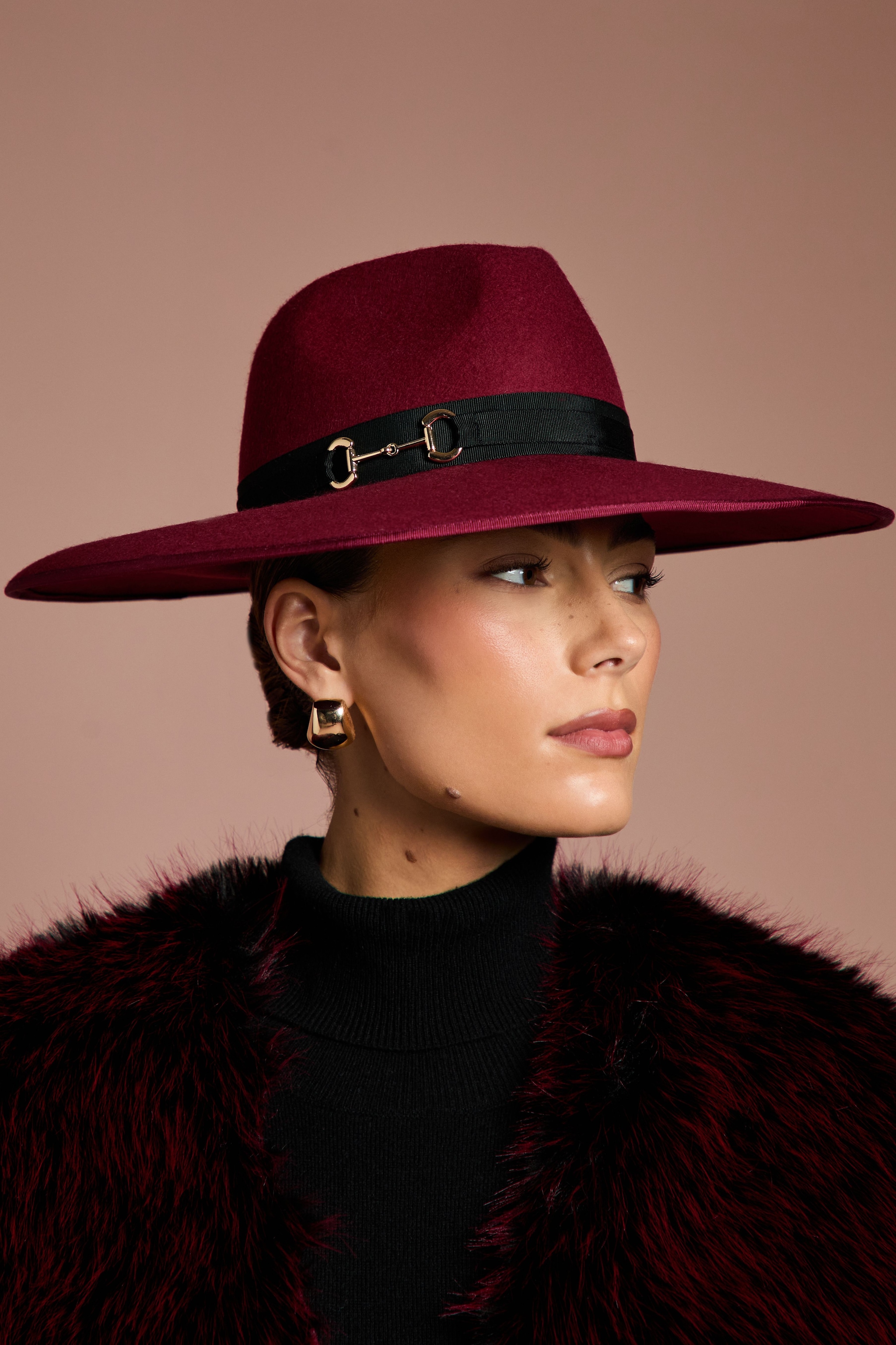 Coast Lisa Tan Fedora With Contrast Band Berry