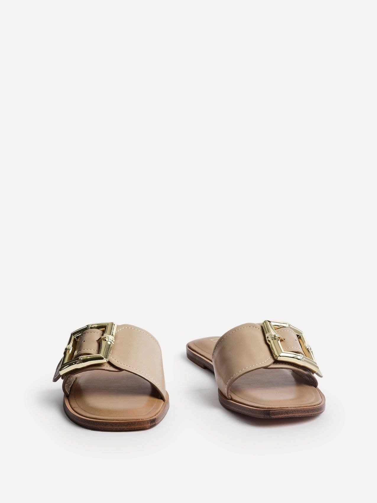 Linzi Tyla Taupe Faux Leather Flat Slider Sandal image 3