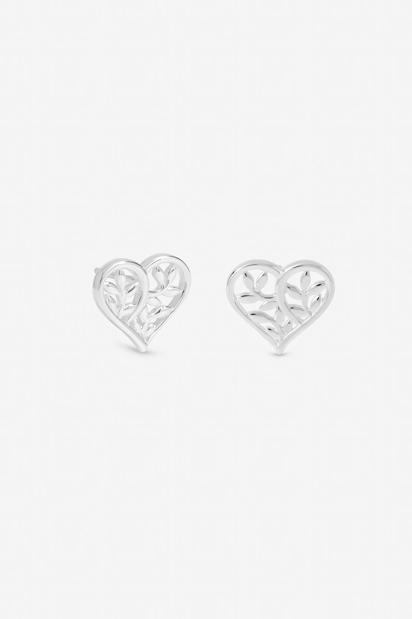 Inicio Sterling Silver Plated Tree Of Love Heart Stud Earrings
