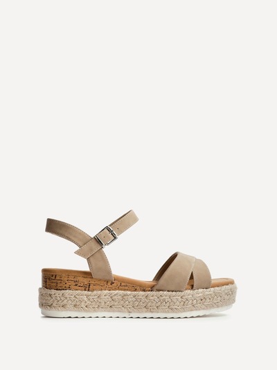 Linzi Sarelli Wide Fit Taupe Flatform Sandals