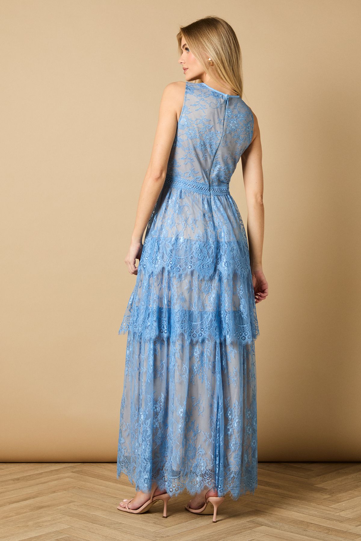 Oasis Lace Tiered Detail Maxi Dress Blue image 4