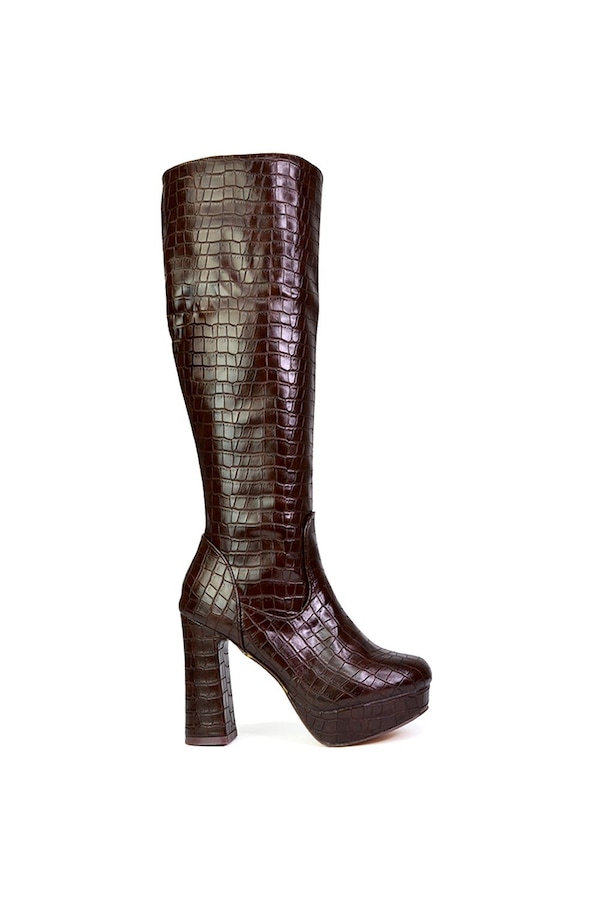 XY London 'Theo' Chunky Block High Heel Platform Knee High Boots