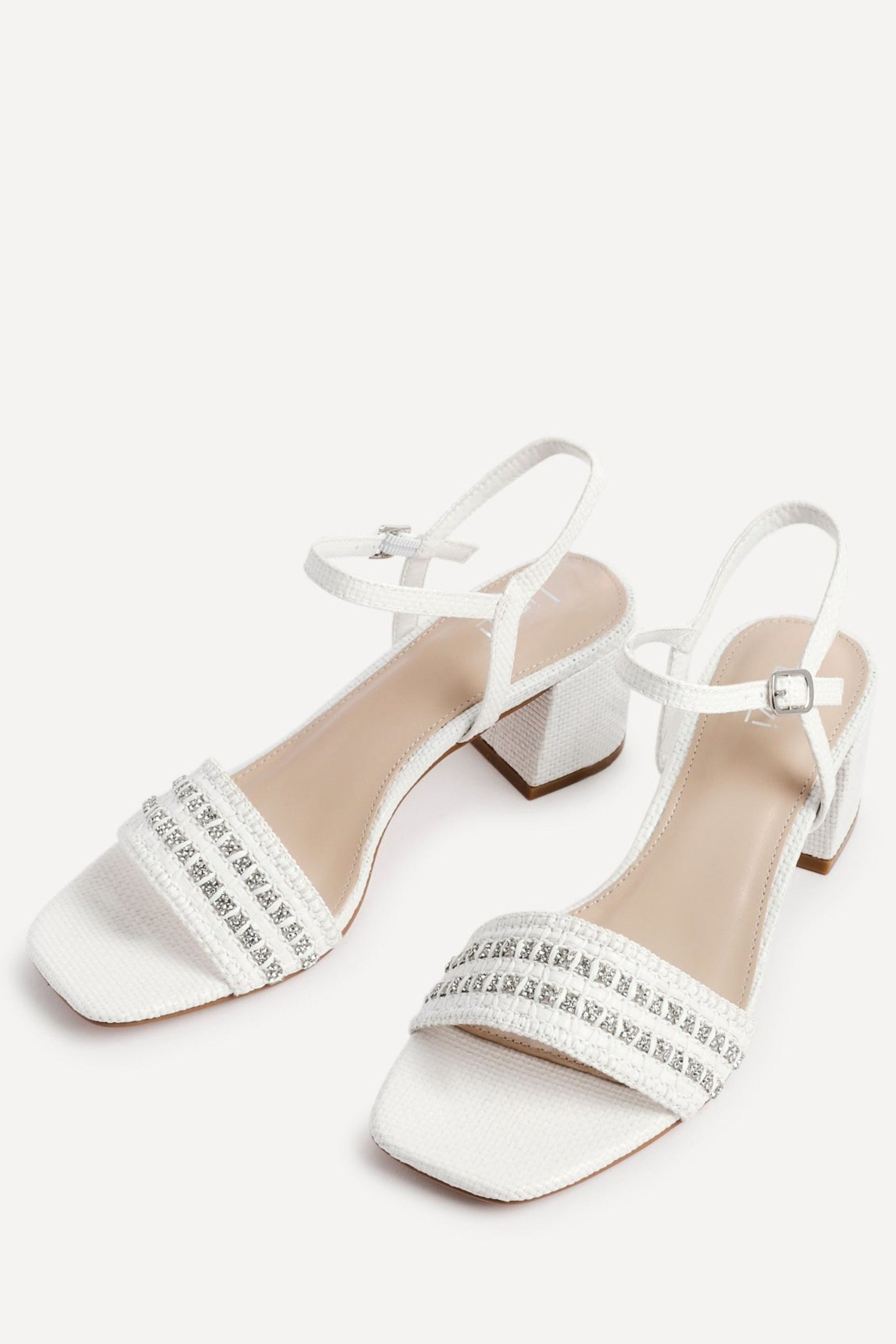 Linzi Indie White Raffia Diamante Block Heeled Sandal image 5