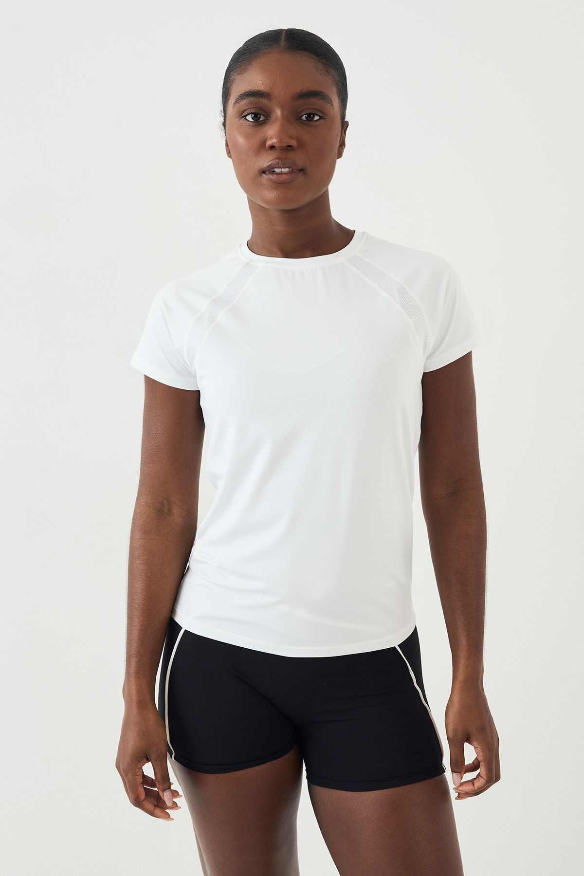 DSGN Studio DSGN Studio Loose Fit Mesh Insert Short Sleeve T-Shirt White image 3