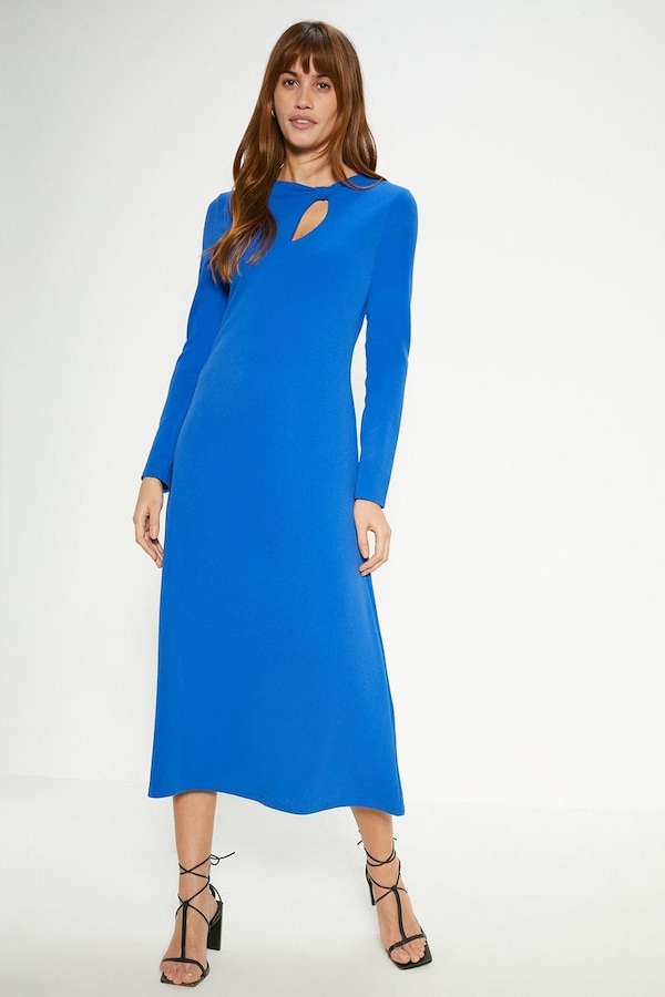 Oasis Scuba Crepe Bow Detail Midi Dress Cobalt