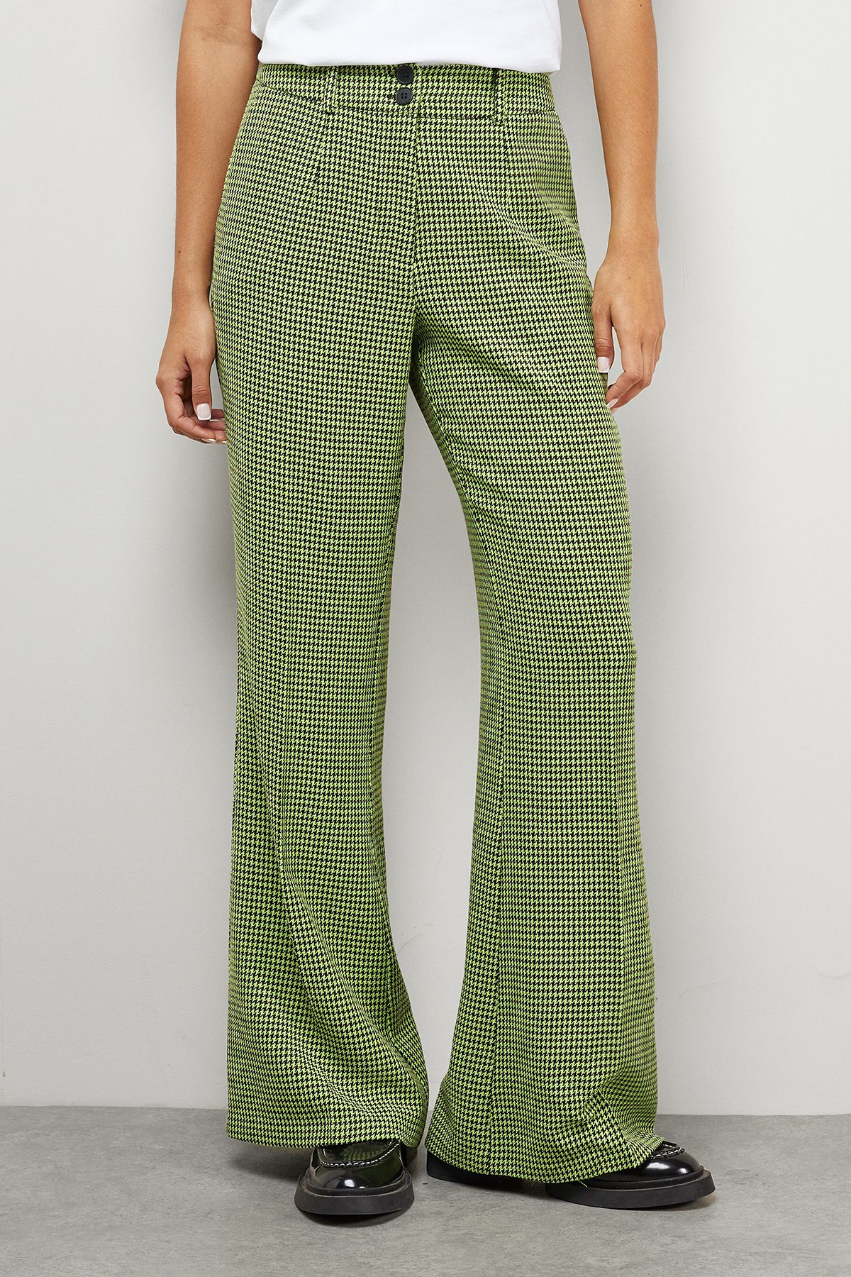 Warehouse Lime Dogtooth High Waist Deep Waistband Trouser Co-Ord Lime image 1