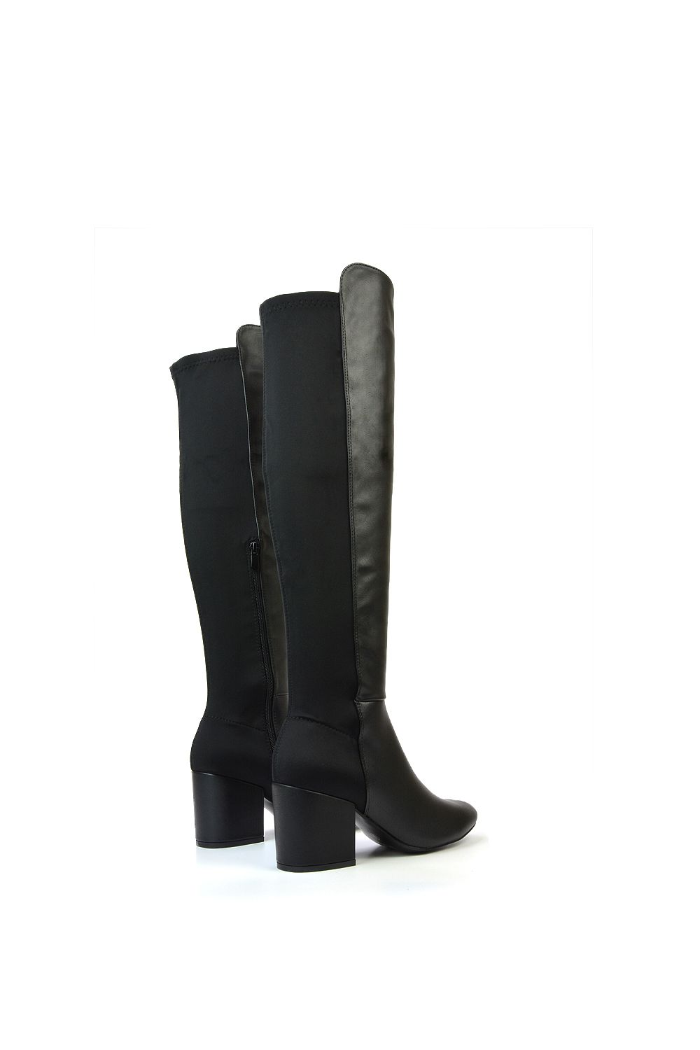XY London ‘Falcon’ Knee High Boots Elasticated Calf Fit Mid Block Heel image 5