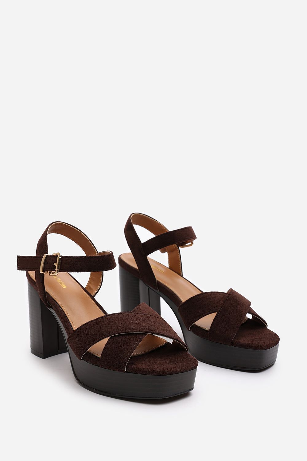 Where's That From 'Yvette' Suede Cross Over Platform Sandals With Buckle Strap image 4