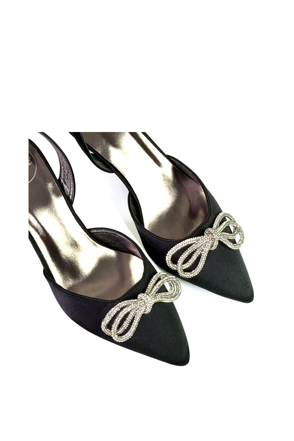 XY London 'Marinah' Slingback Diamante Bow Low Heel Court Shoes image 4