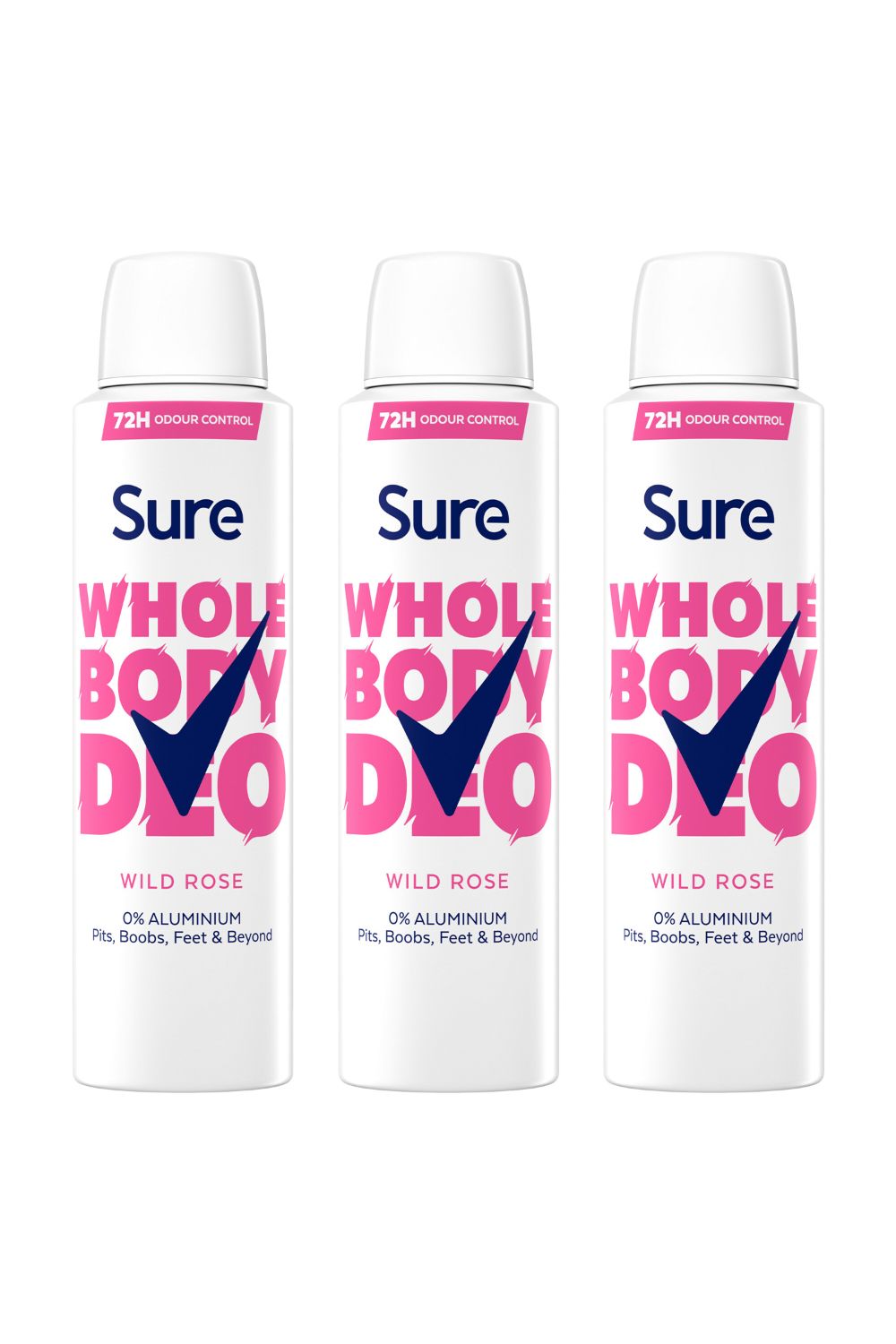 Sure Wild Rose Whole Body 'Deodorant Spray' Aluminium Free 150ml, 3pk image 1