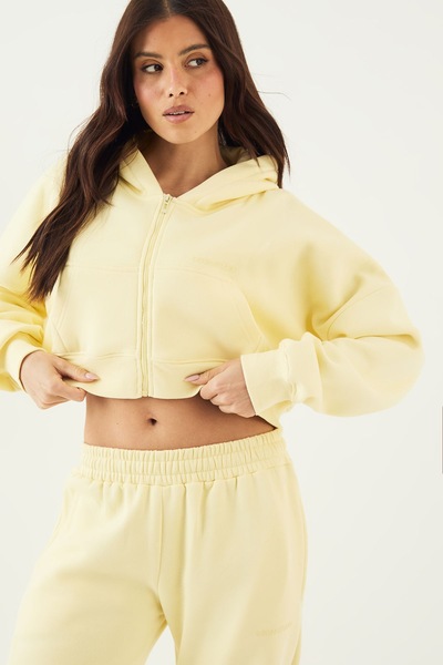 DSGN Studio DSGN Studio Boxy Crop Zip Through Hoodie Butter