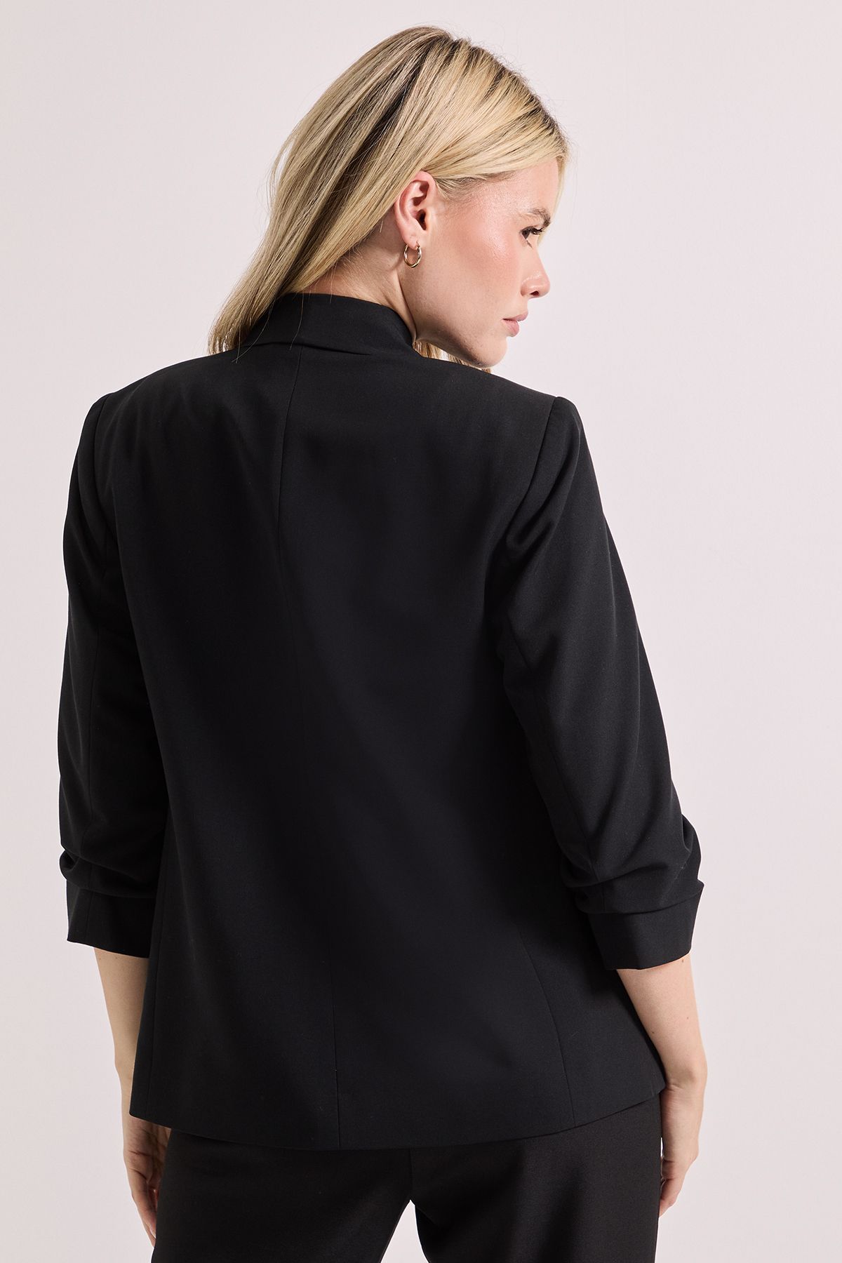 Dorothy Perkins Ruched Sleeve Blazer Black image 3