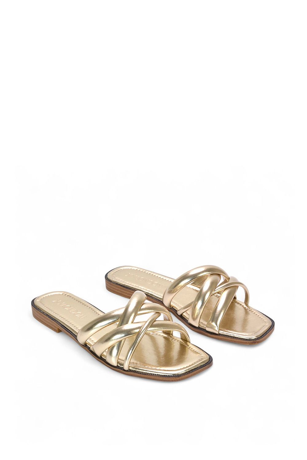 XY London 'Fiona' Strappy Flat Open Toe  Sandal Mule Sliders image 4