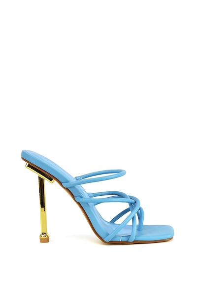 XY London 'Raelynn' Strappy Square Toe Metallic Stiletto High Heels