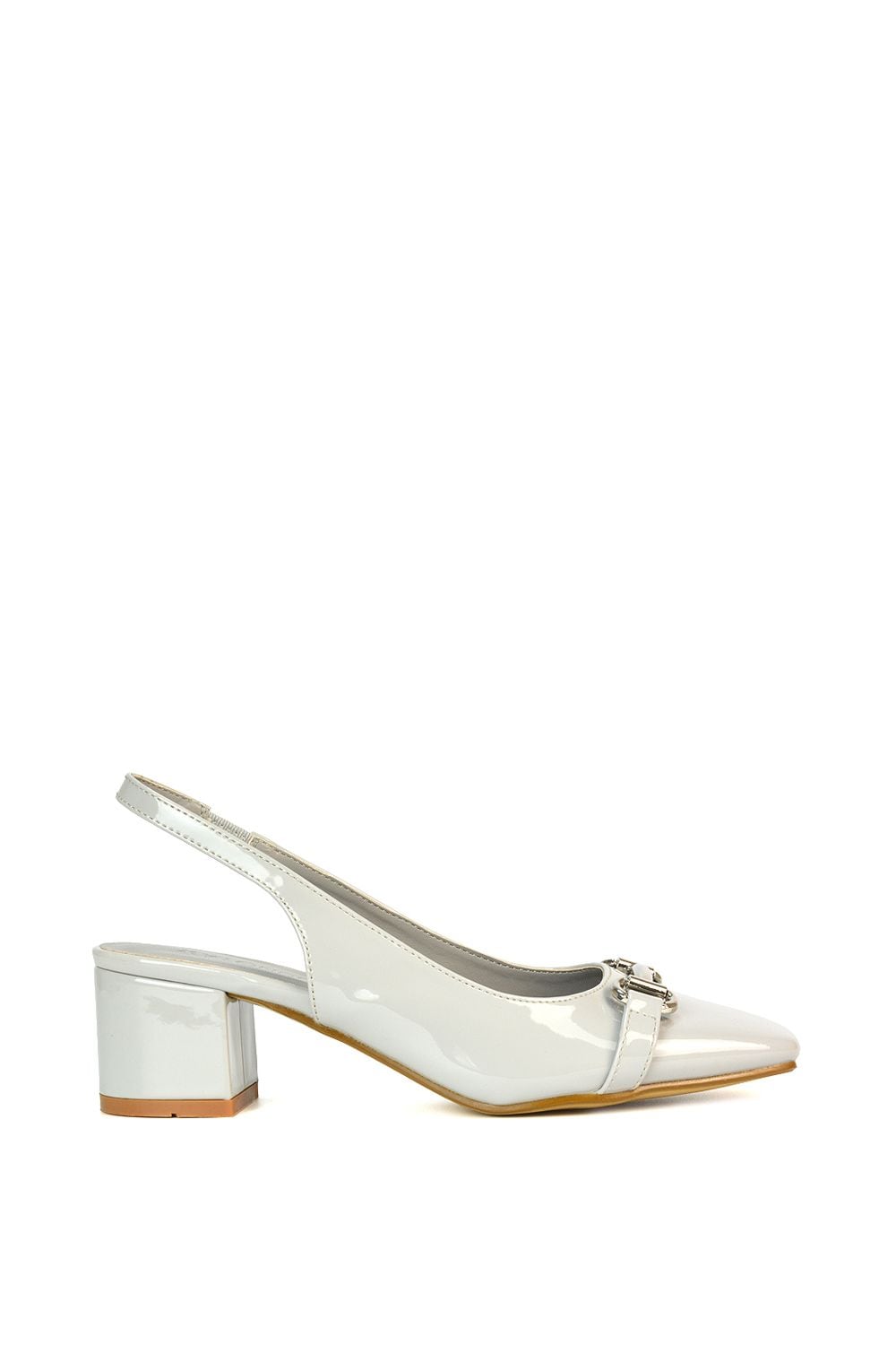 XY London 'Selena' Square Toe Slingback Mid Block Heel Ballet Court Shoes image 1