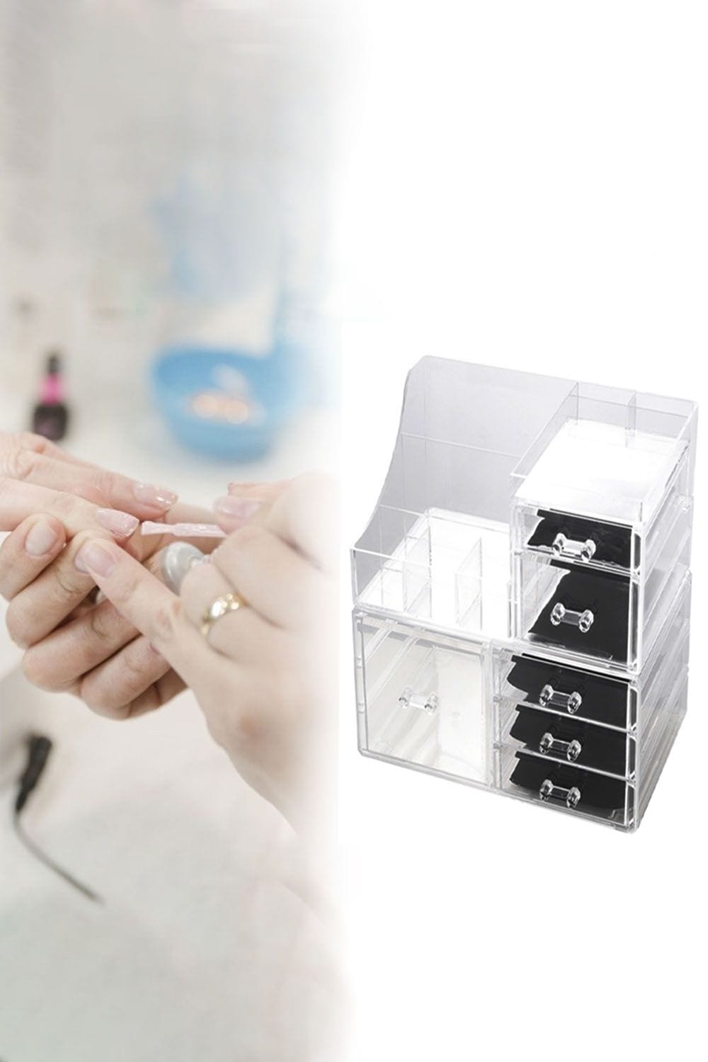 SHEONLY Large Clear Dustproof Makeup Storage Organizer Drawers Skin Care Cosmetic Display Cases image 3