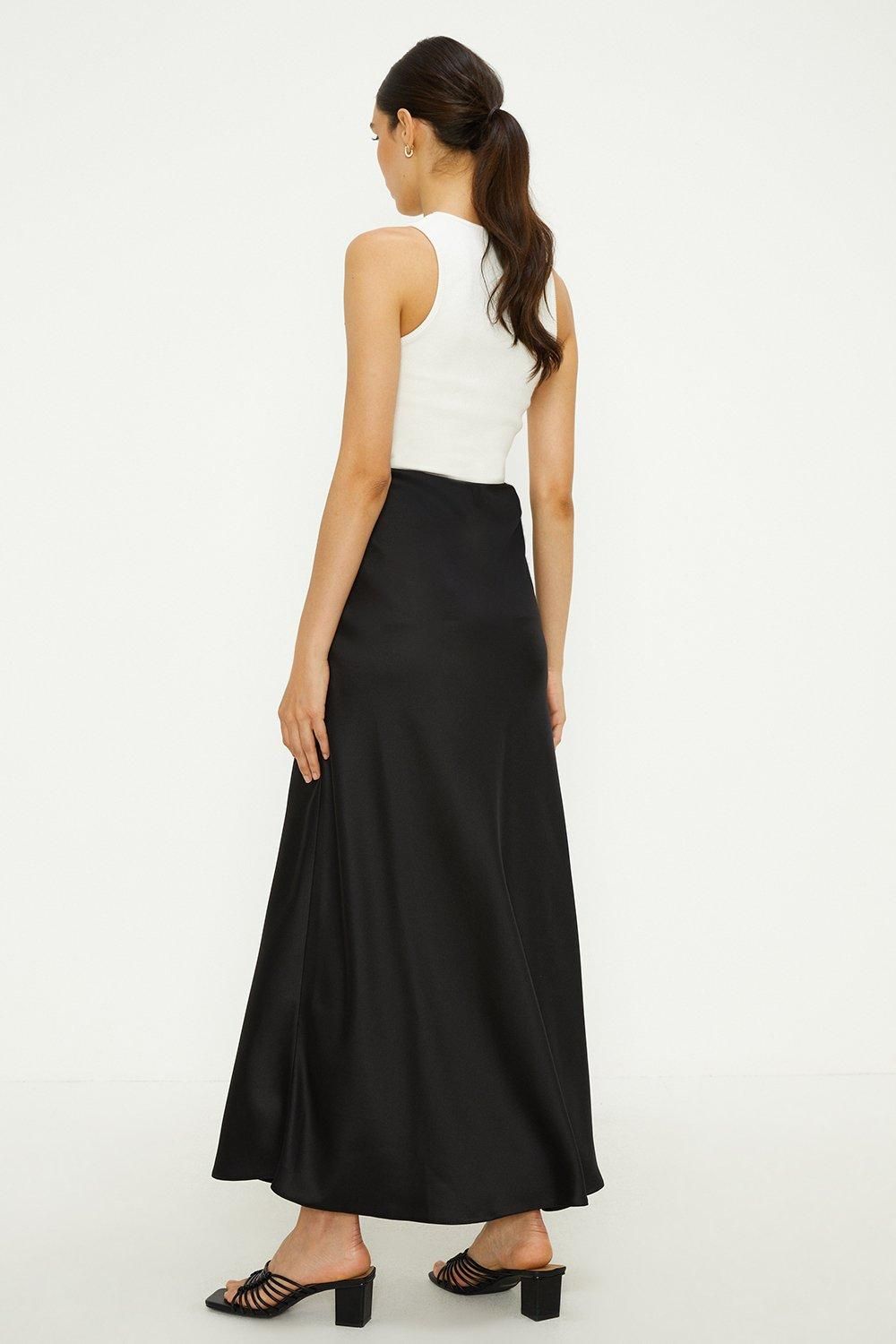 Oasis Satin Bias Cut Maxi Skirt Black image 4