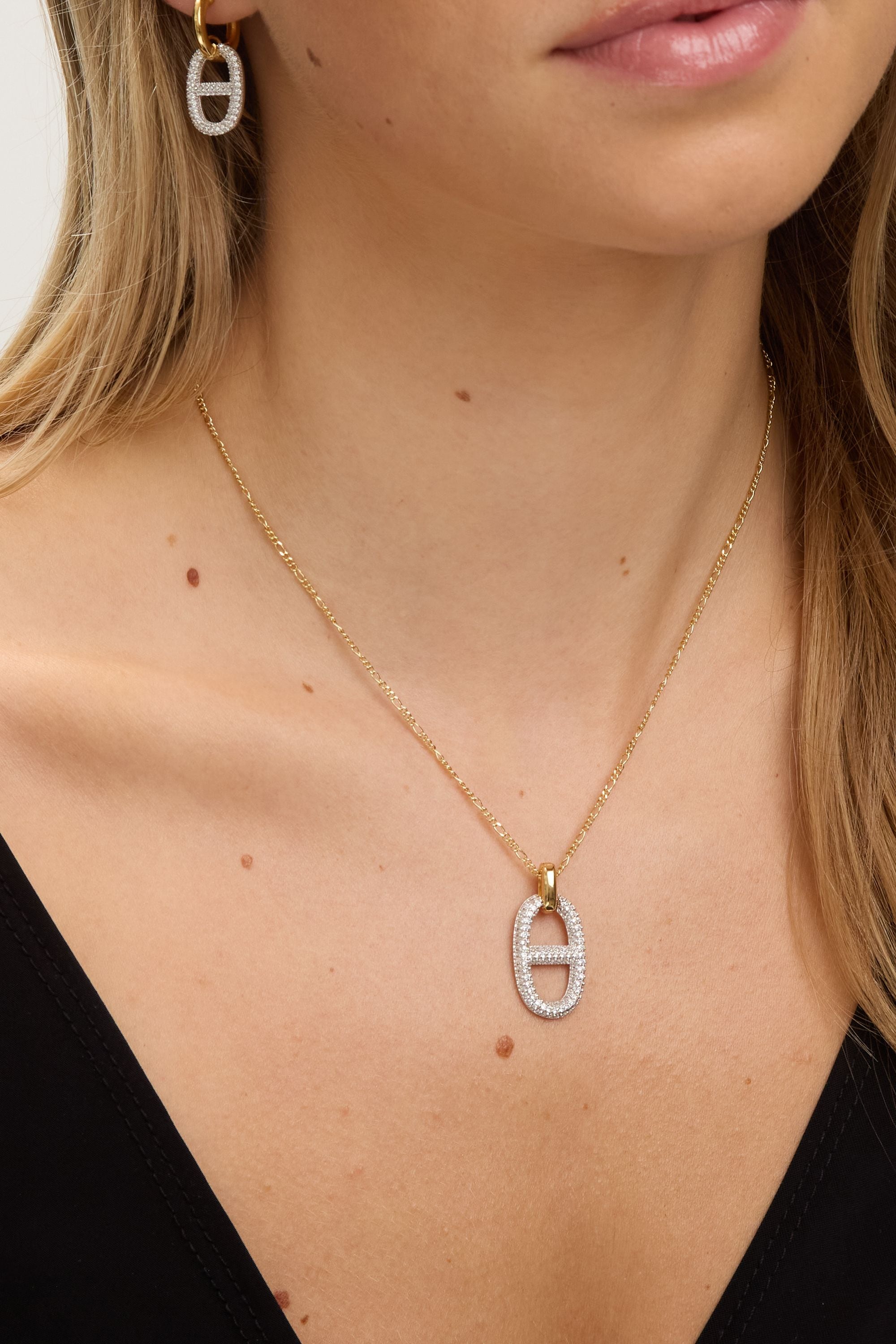 Jon Richard 18K Gold Plated Two Tone Pave Link Necklace image 4