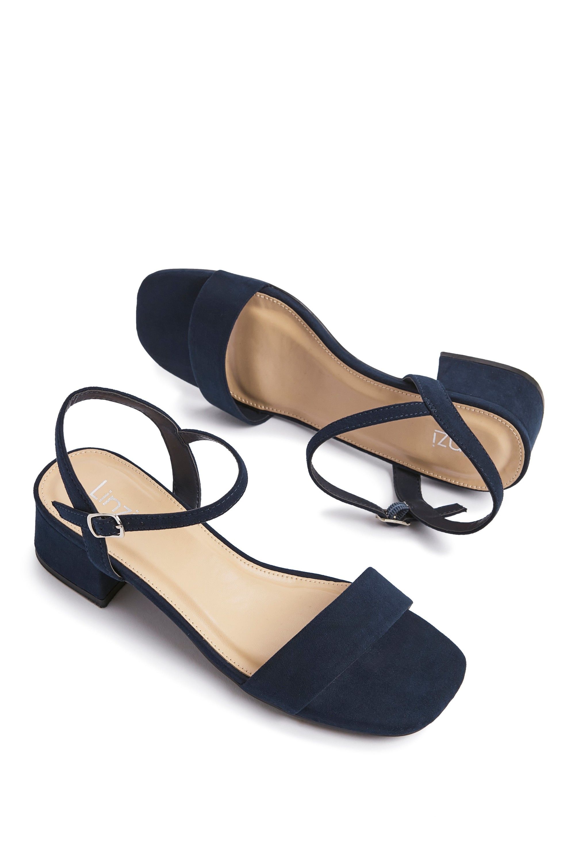 Linzi Tillie Navy Faux Suede Low Blook Heel image 5