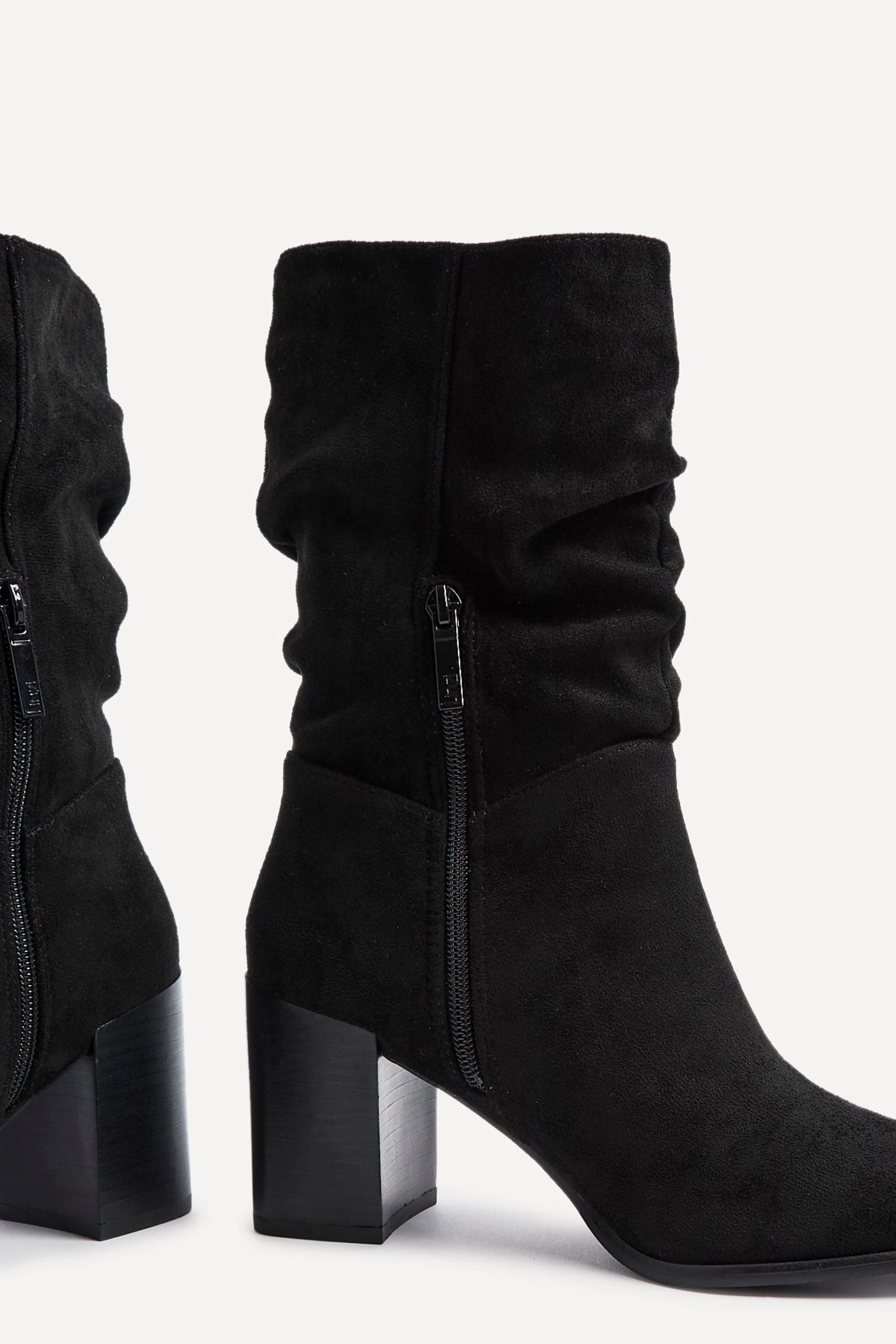 Linzi Wisteria Black Suede Western Style Ruched Boot image 4