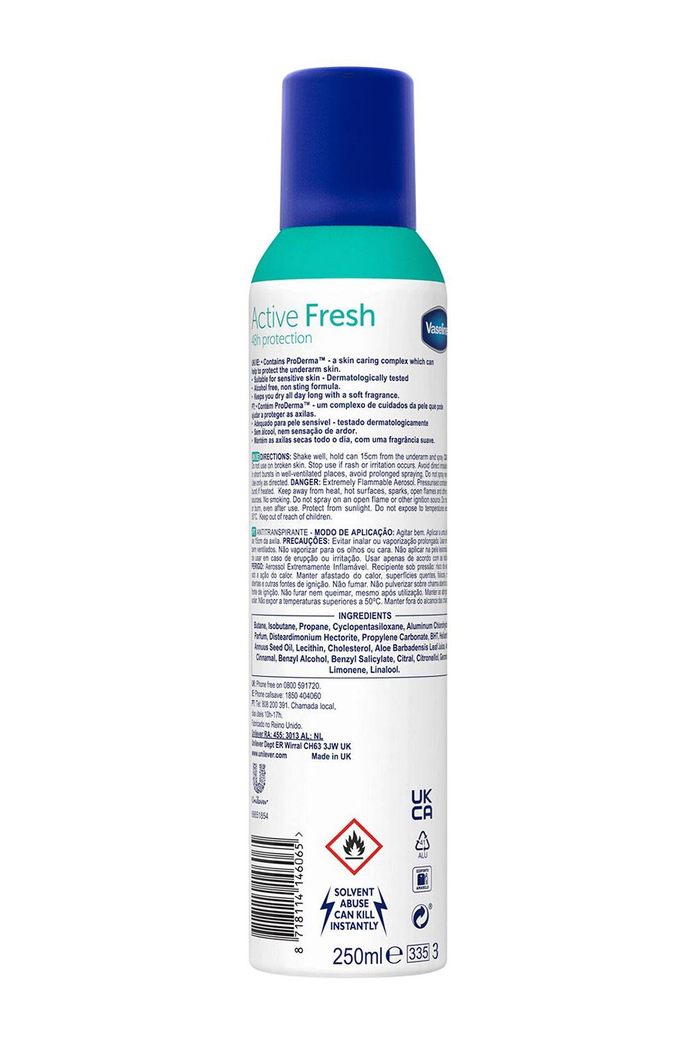 Vaseline 3x Active Fresh 'Anti-Perspirant' for Women, 250ml image 3