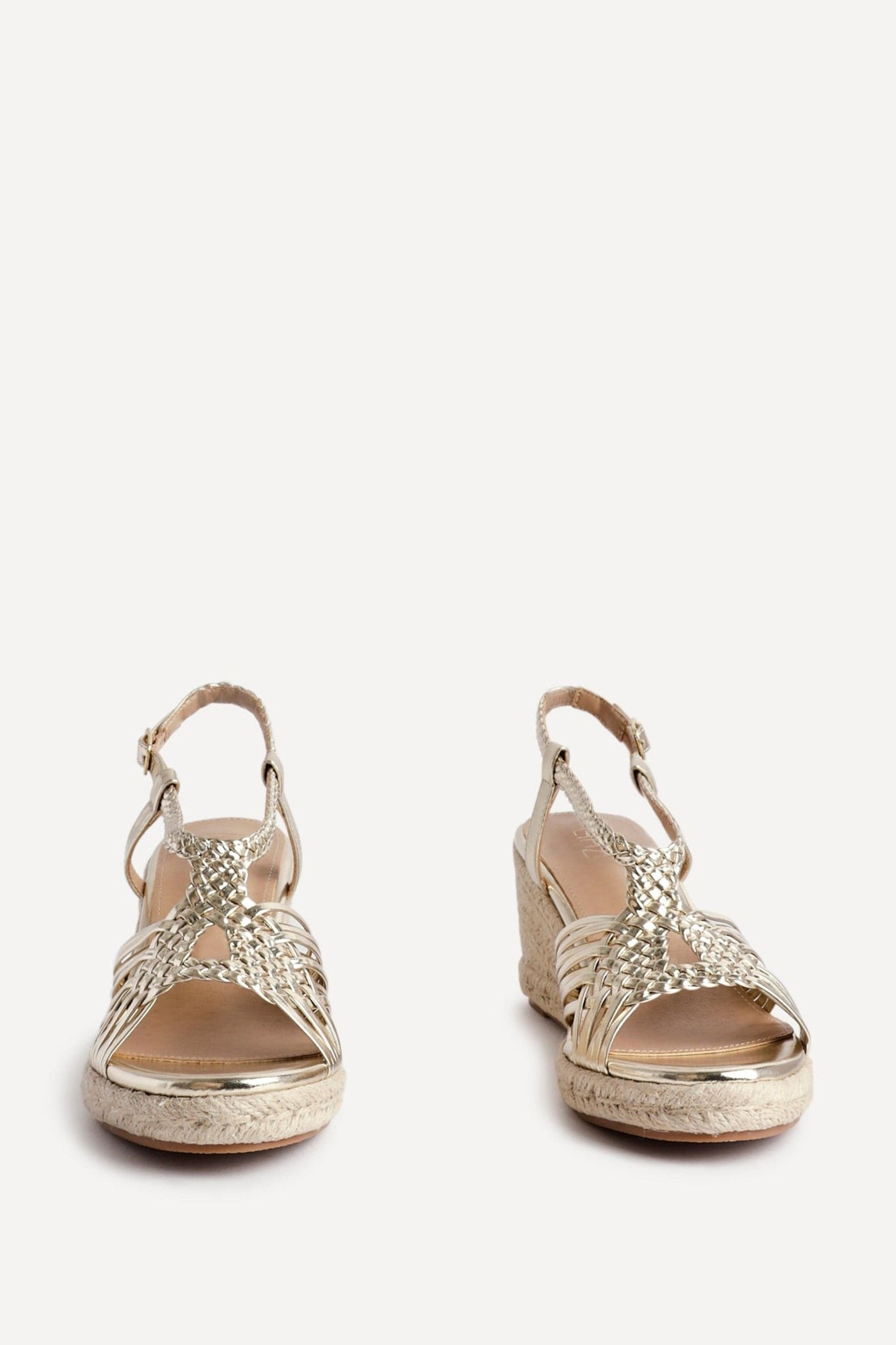 Linzi Evolve Gold Faux Leather Woven Espadrille Wedge image 3