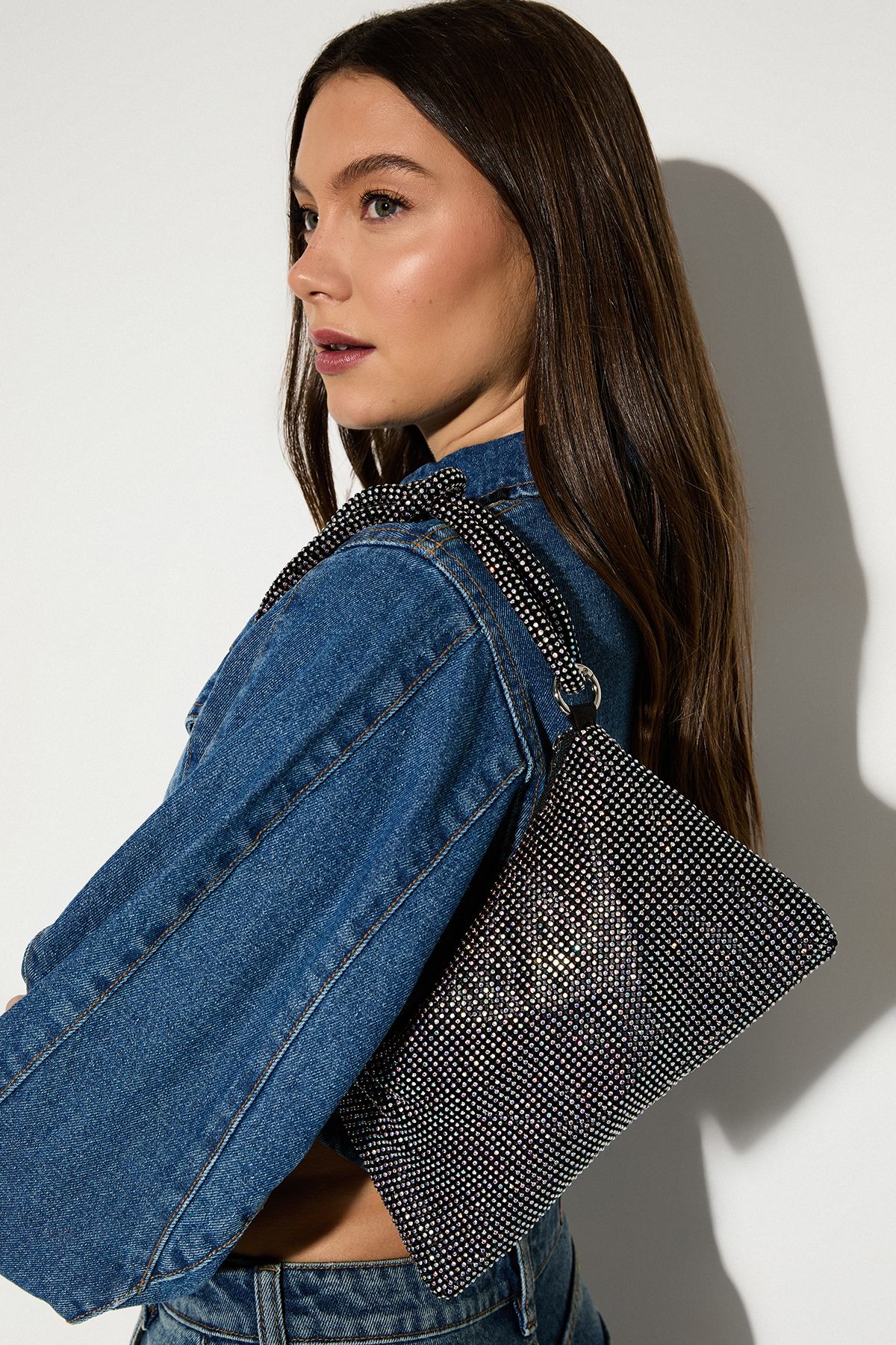 MissPap Chainmail Knot Detail Shoulder Bag Black