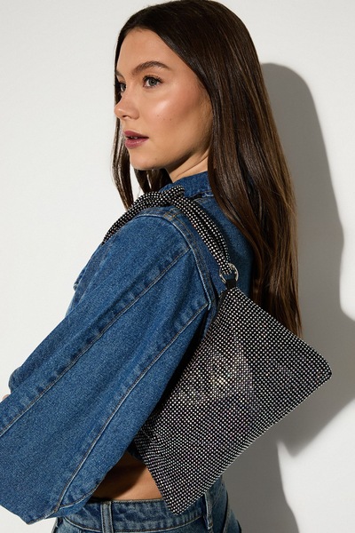 MissPap Chainmail Knot Detail Shoulder Bag Black