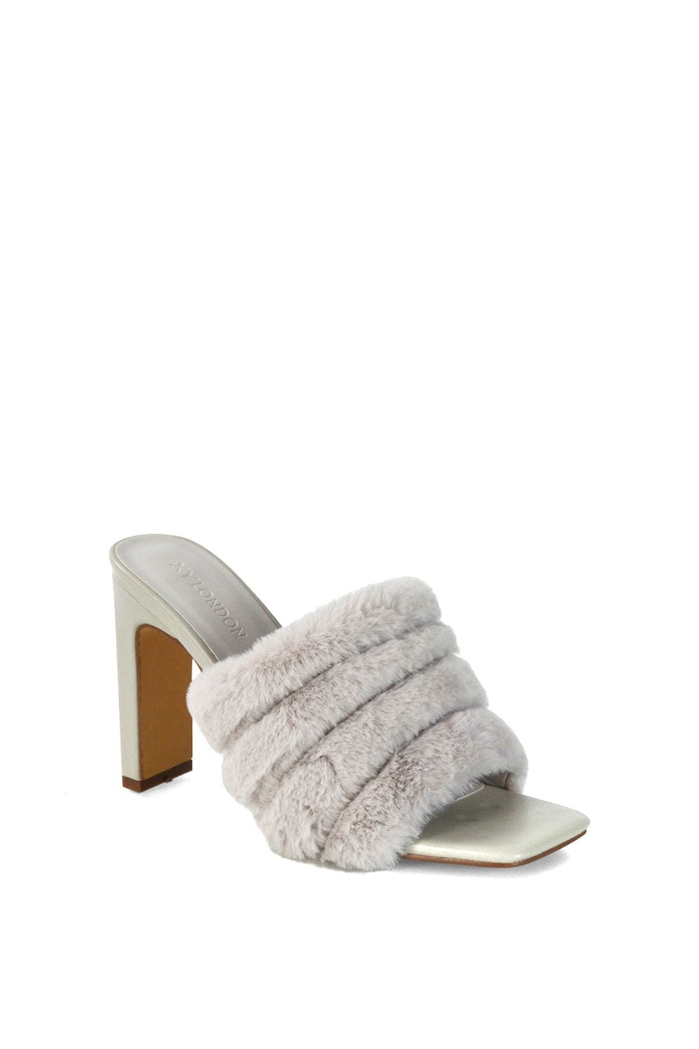 XY London 'Hunter' Fluffy Faux Fur Square Toe Slim Block Heel Mules image 2