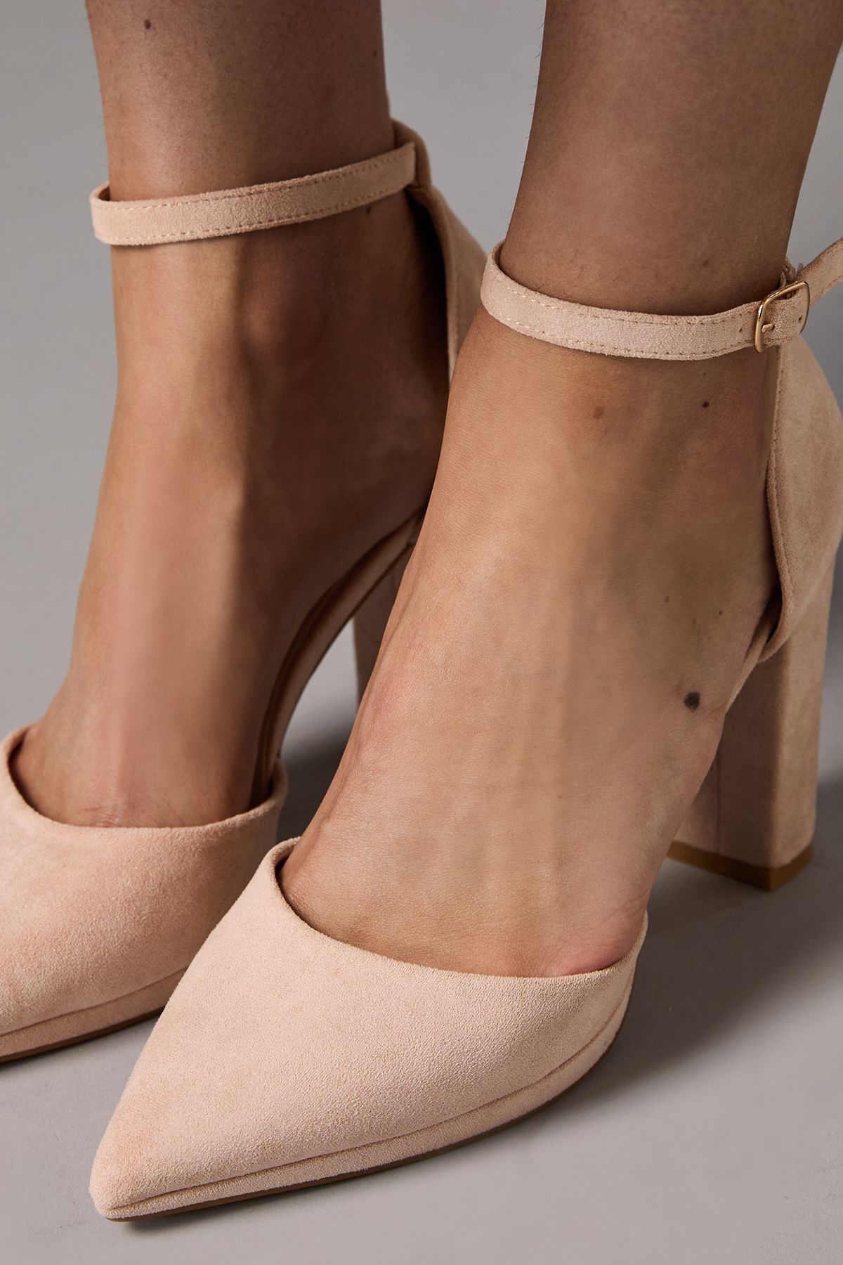 Coast Sadie Faux Suede Platform Pointed High Block Heel Court Shoes Blush image 4