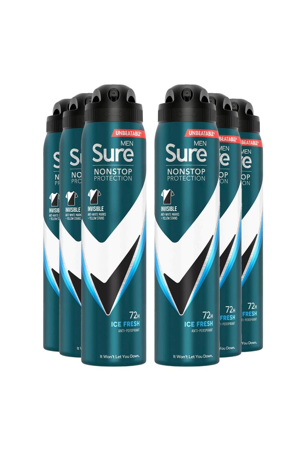 Sure Men 'Antiperspirant' 72H Protection Invisible Ice Advance Deo, 6x250ml image 1