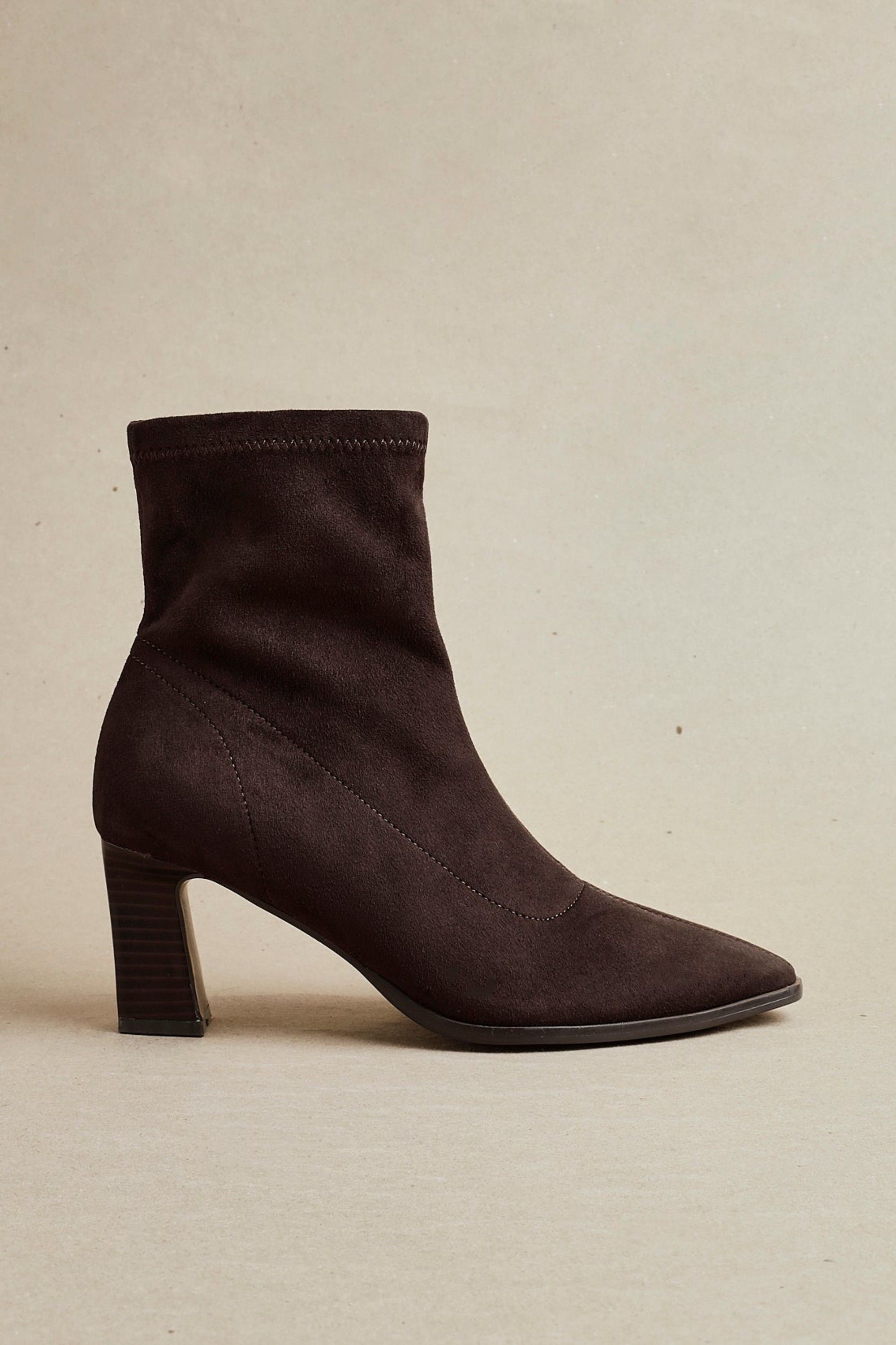 Linzi Blaze Brown Faux Suede Sock Ankle Boot image 2