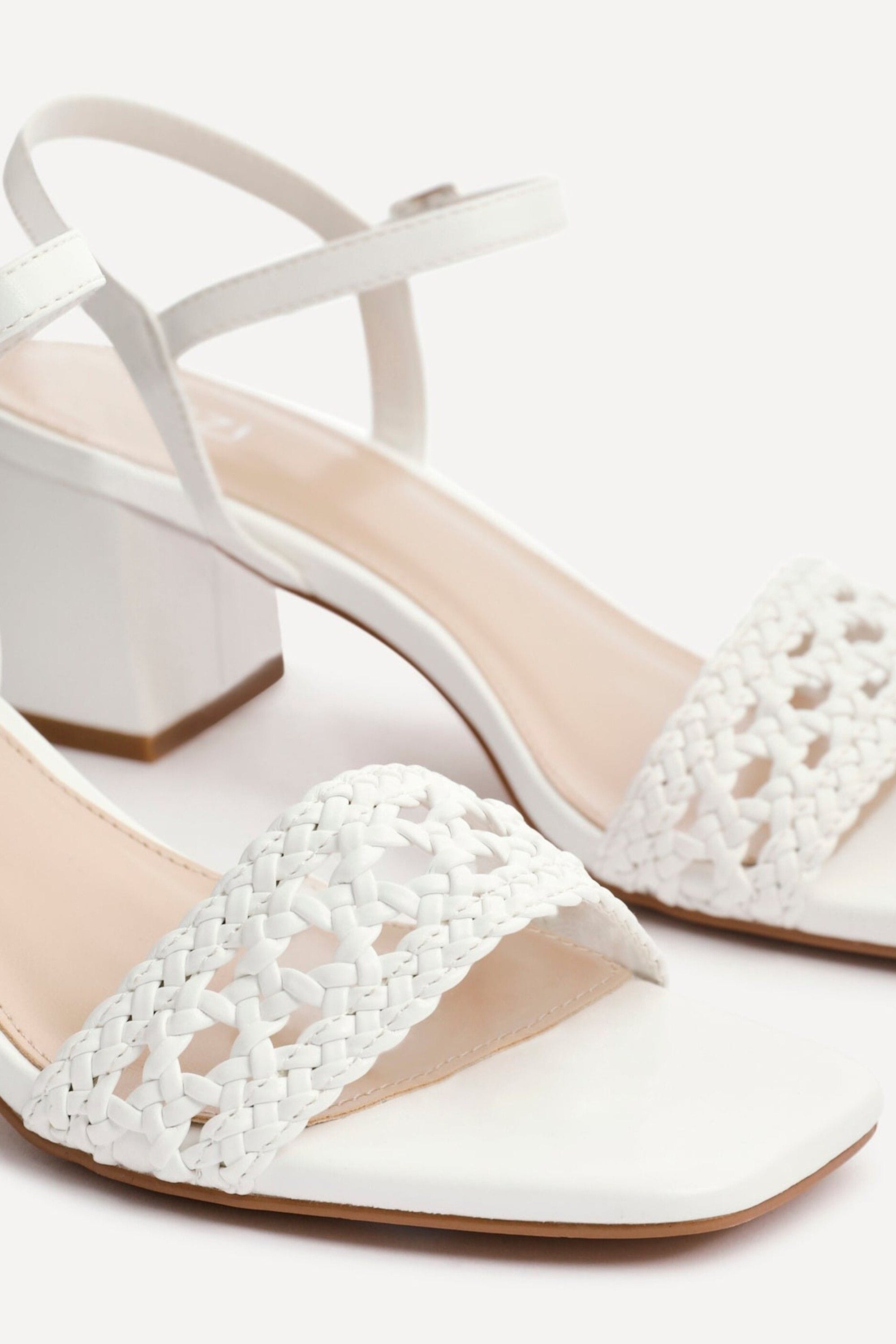 Linzi Ruthie White Faux Leather Plaited Heels image 4