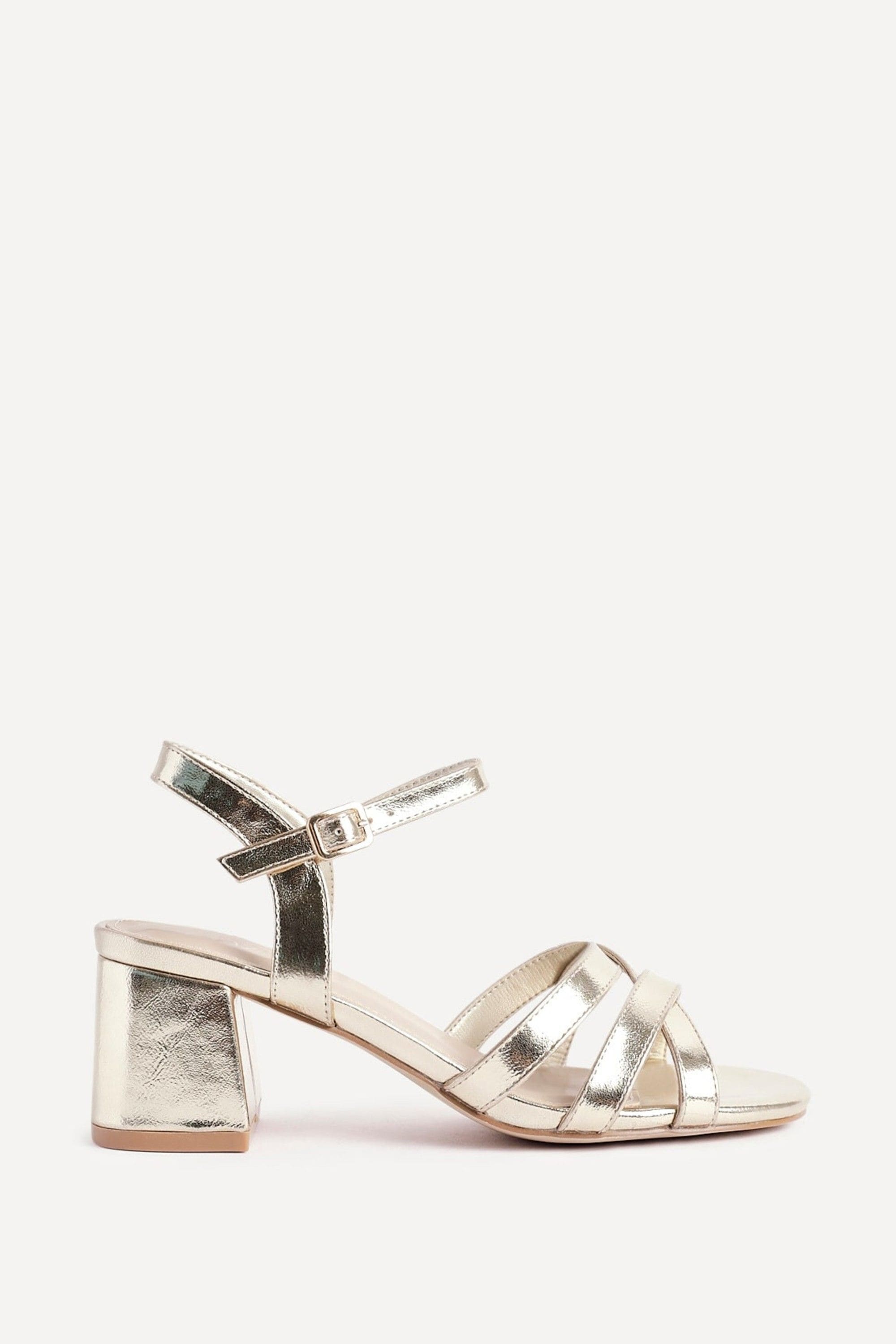 Linzi Flair Gold Faux Leather Heeled Sandals