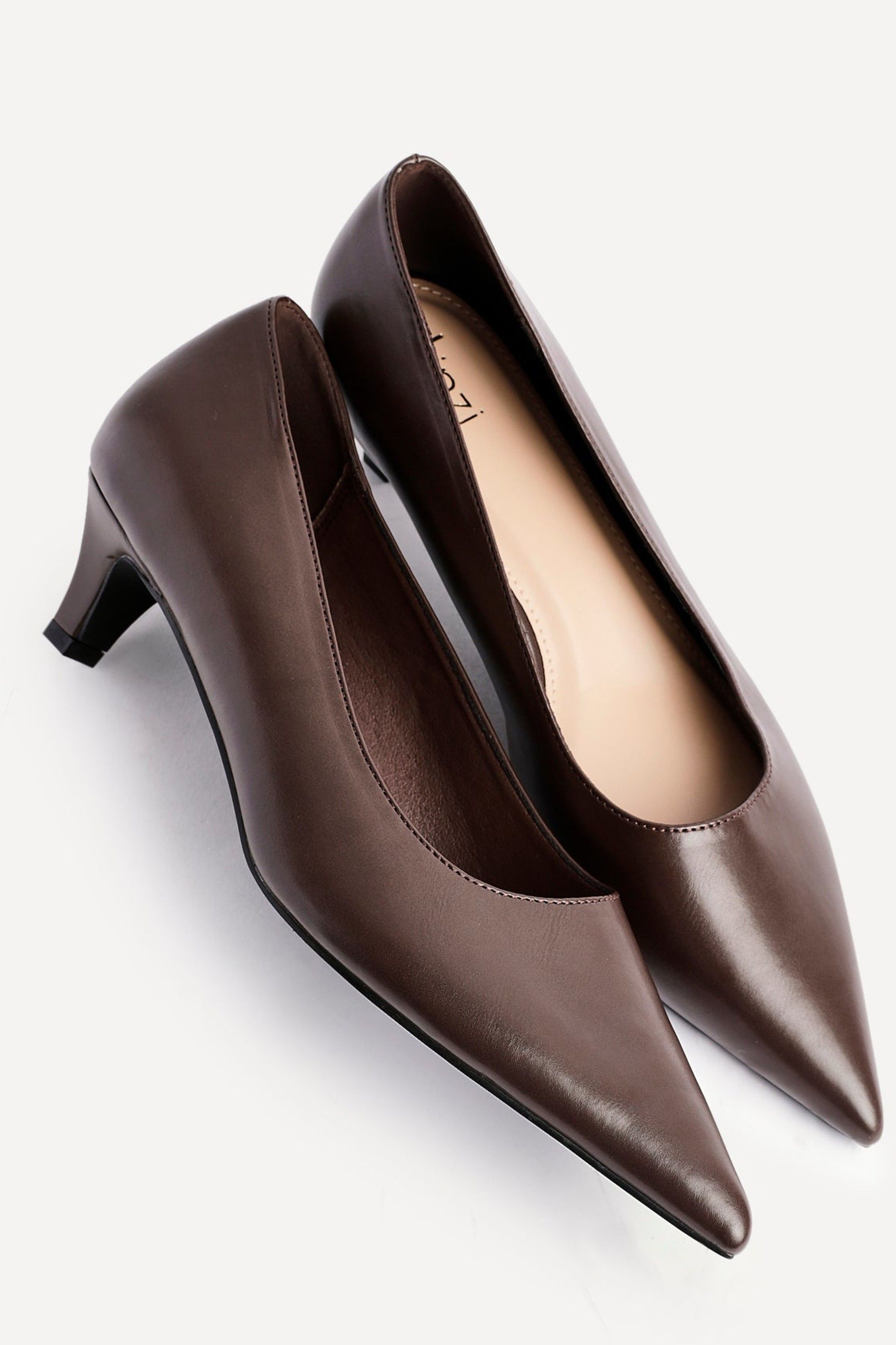 Linzi Zola Brown Faux Leather Kitten Court Heel image 5