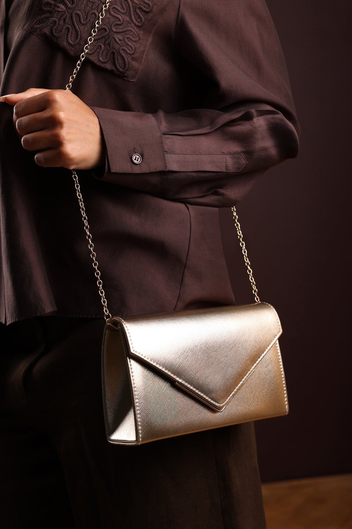 Where's That From 'Linen' Metallic Faux Leather Clutch Bag image 6