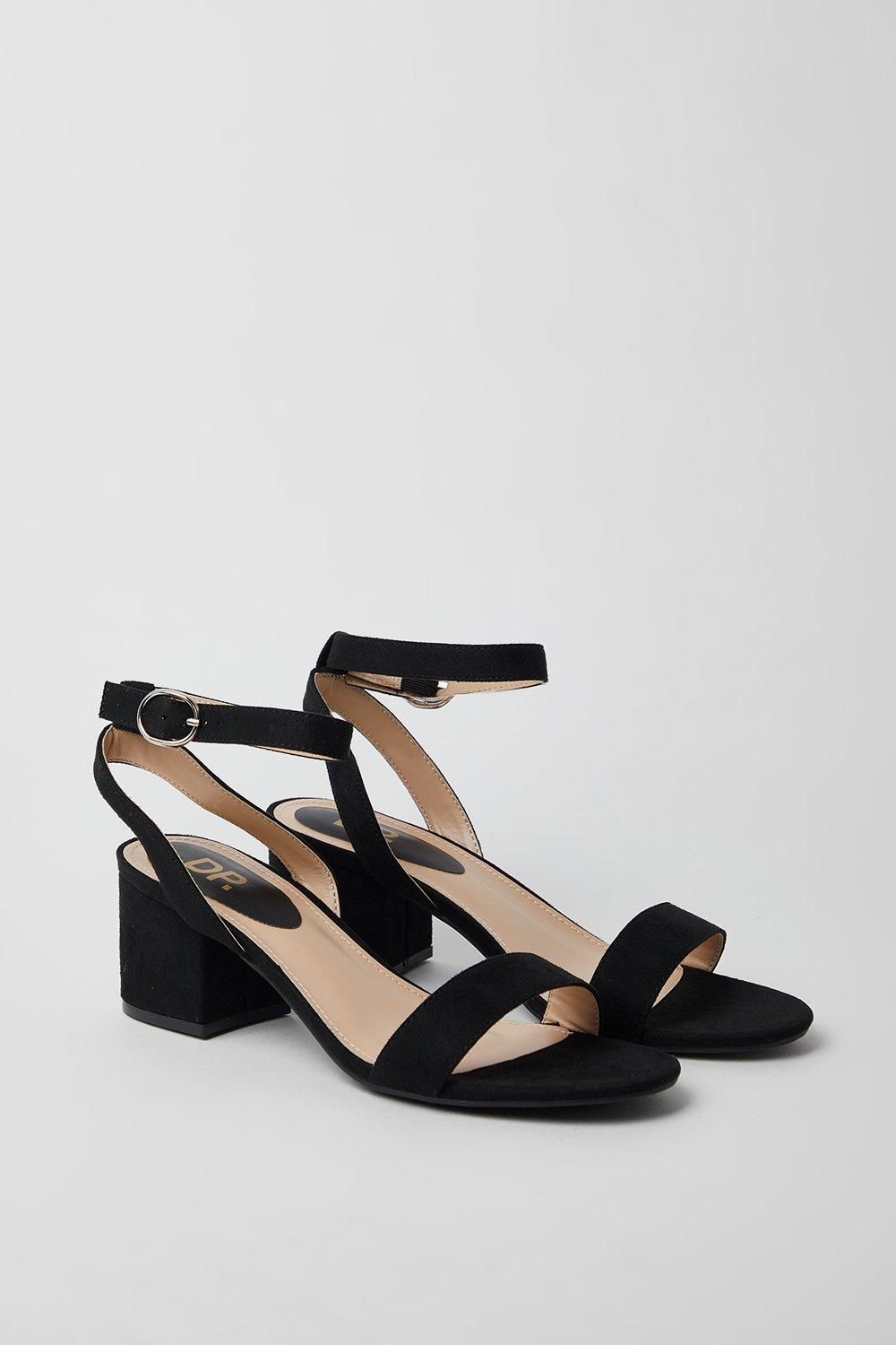 Dorothy Perkins Wide Fit Tommi Barely There Mid Block Heel Sandals Natural Black image 3