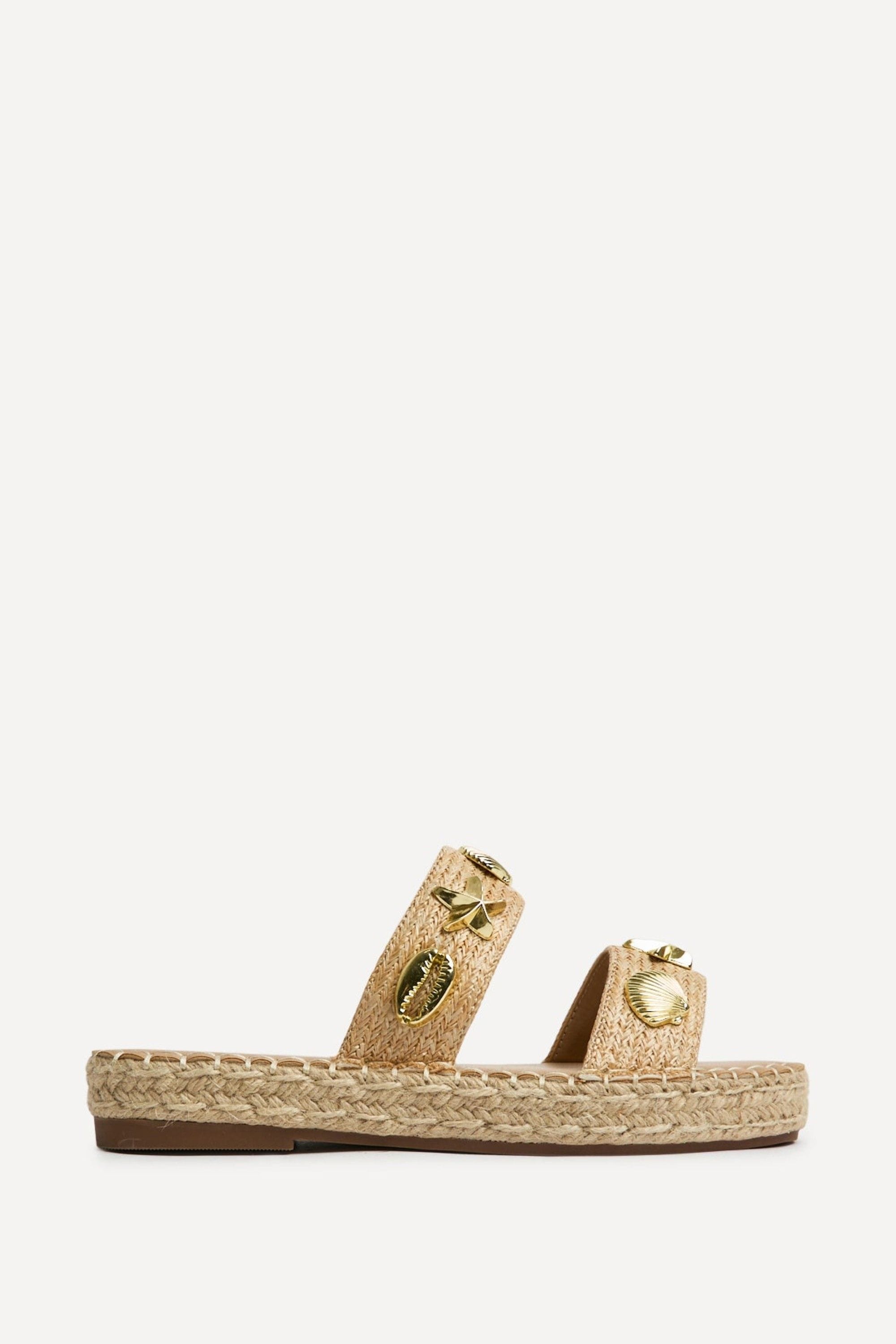 Linzi Clarity Beige Raffia Embellished Sliders
