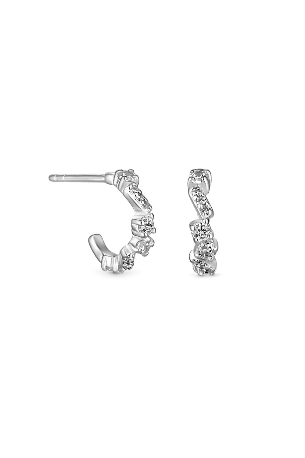 Simply Silver Sterling Silver 925 With Cubic Zirconia Mini Hoop Earrings image 1