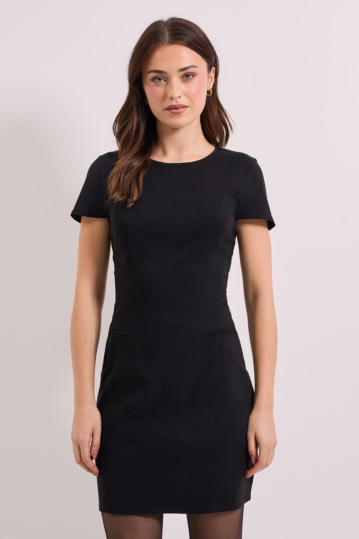 Dorothy Perkins Bengaline Cap Sleeve Mini Dress Black image 2